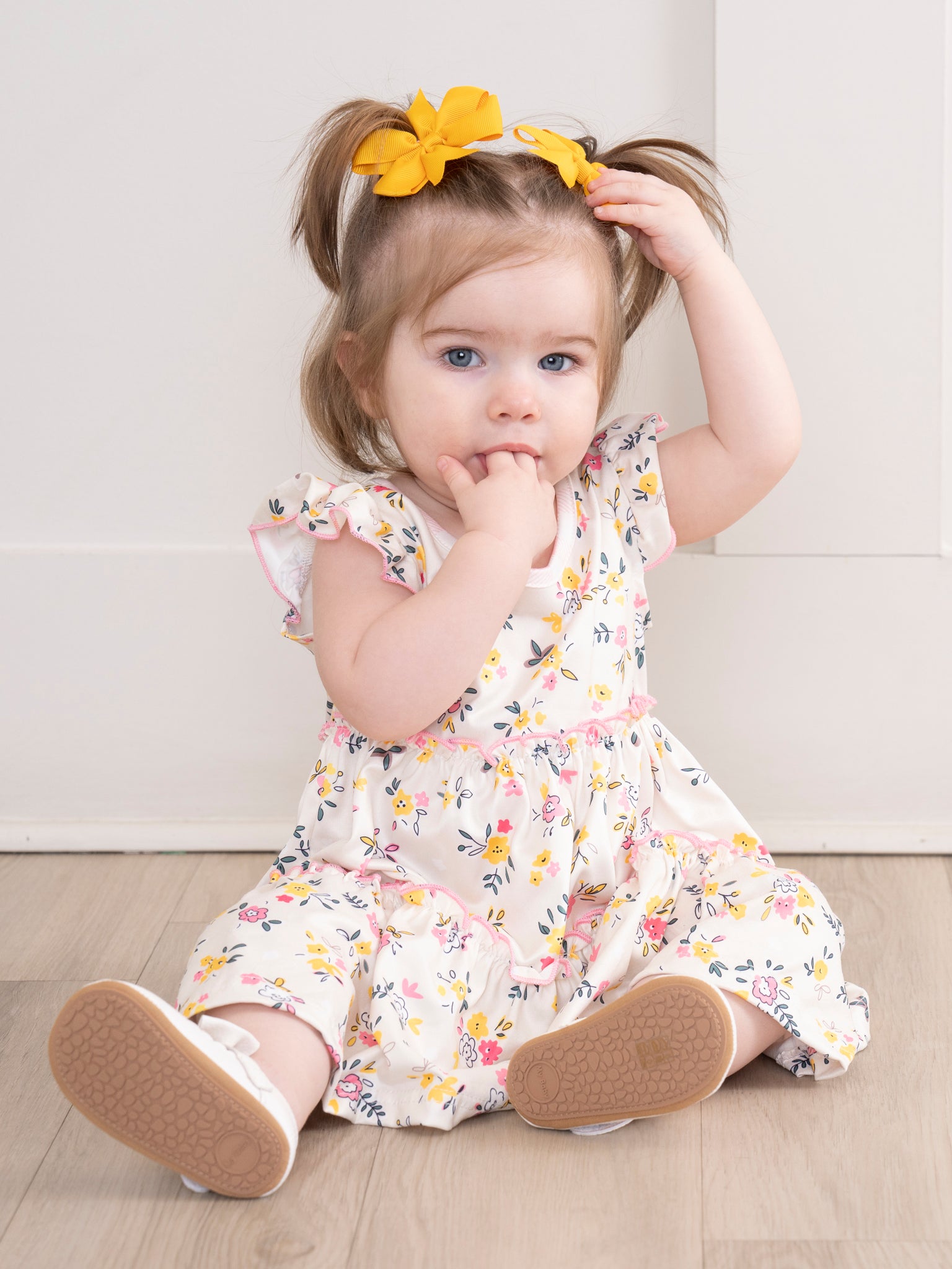 Soft Pink & Yellow Prairie Blooms Dress - Marie Nicole Clothing