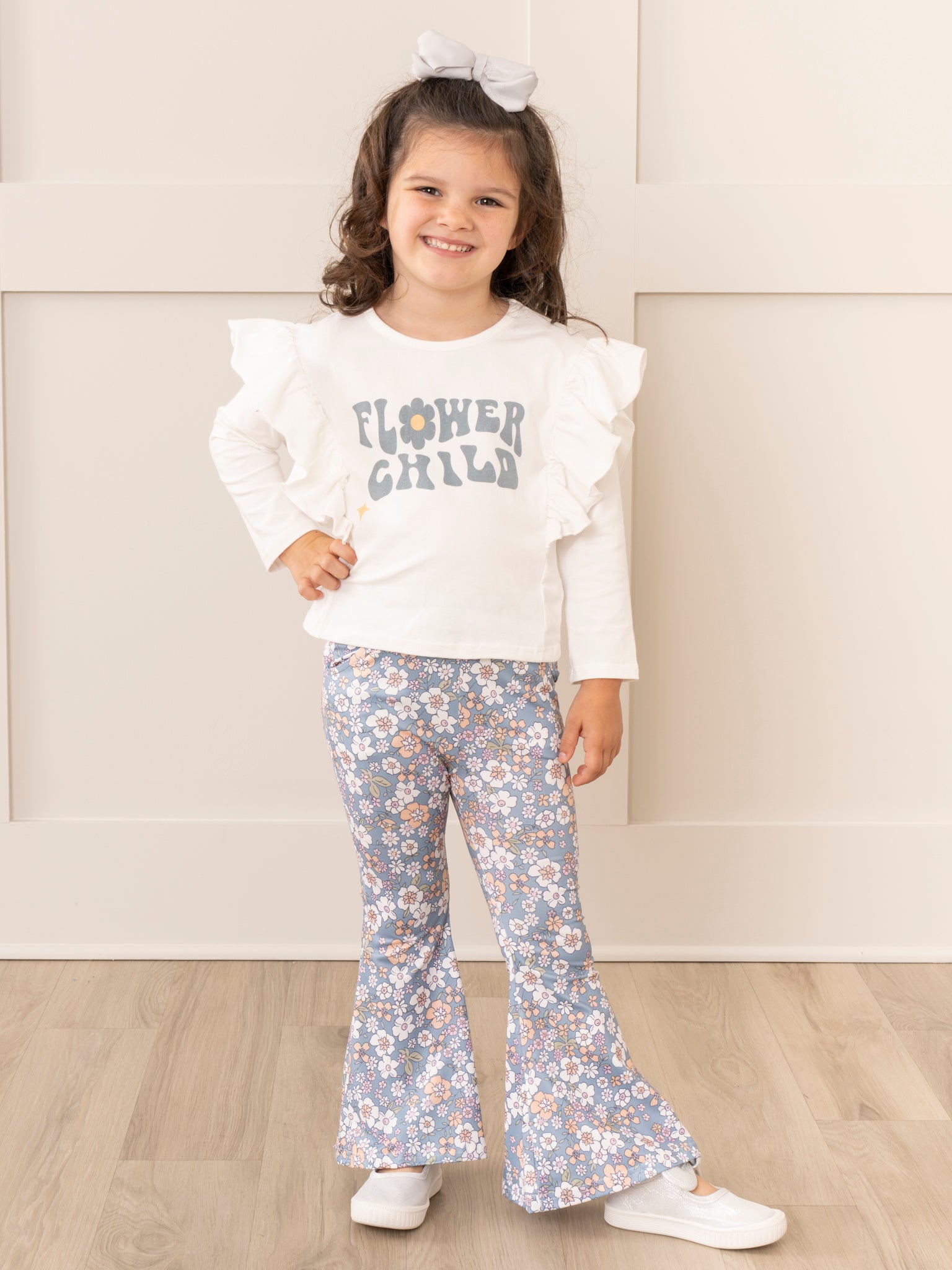 Blue Flower Child Bell Bottoms Outfit - Marie Nicole Clothing
