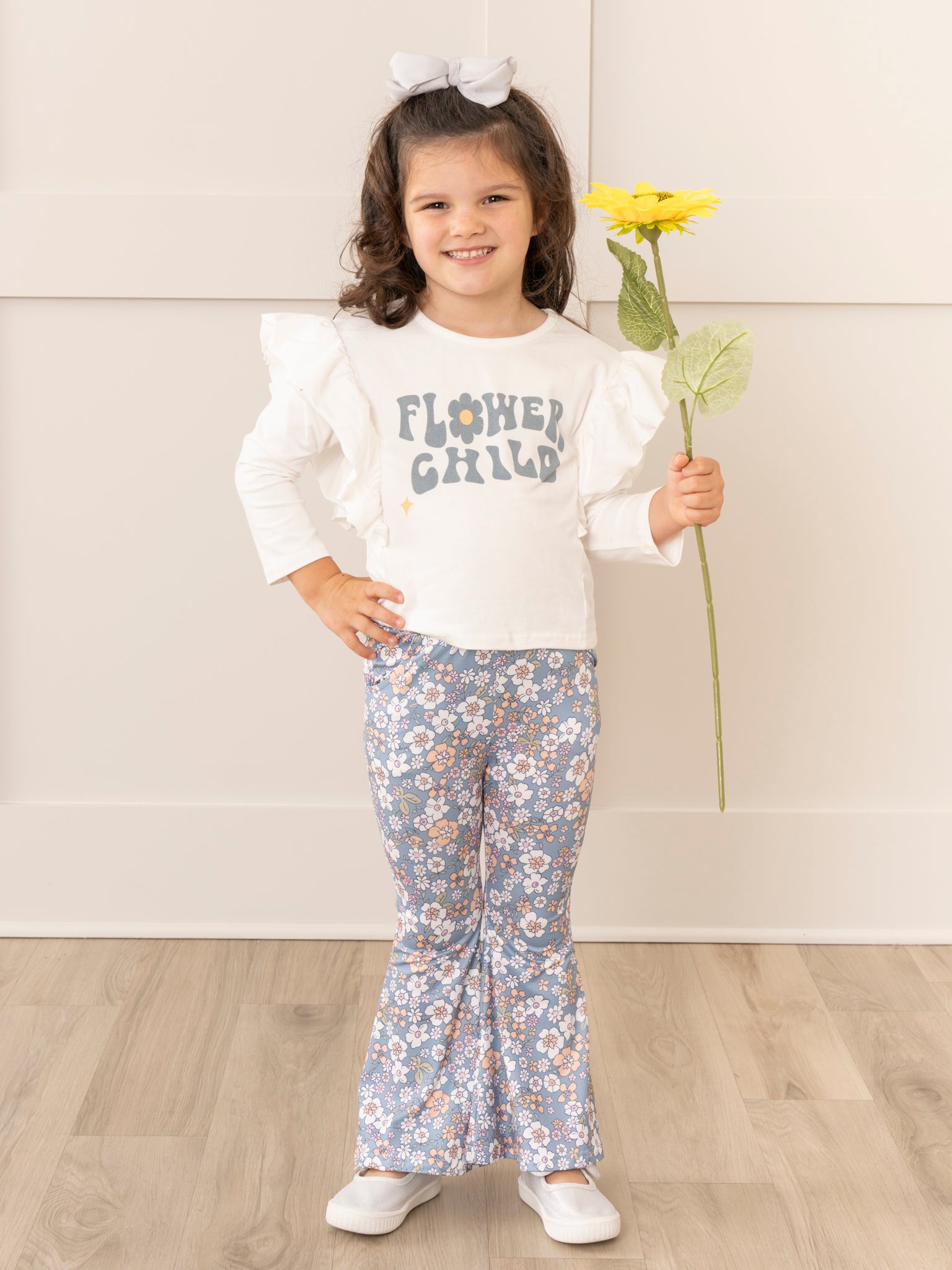 Blue Flower Child Bell Bottoms Outfit - Marie Nicole Clothing