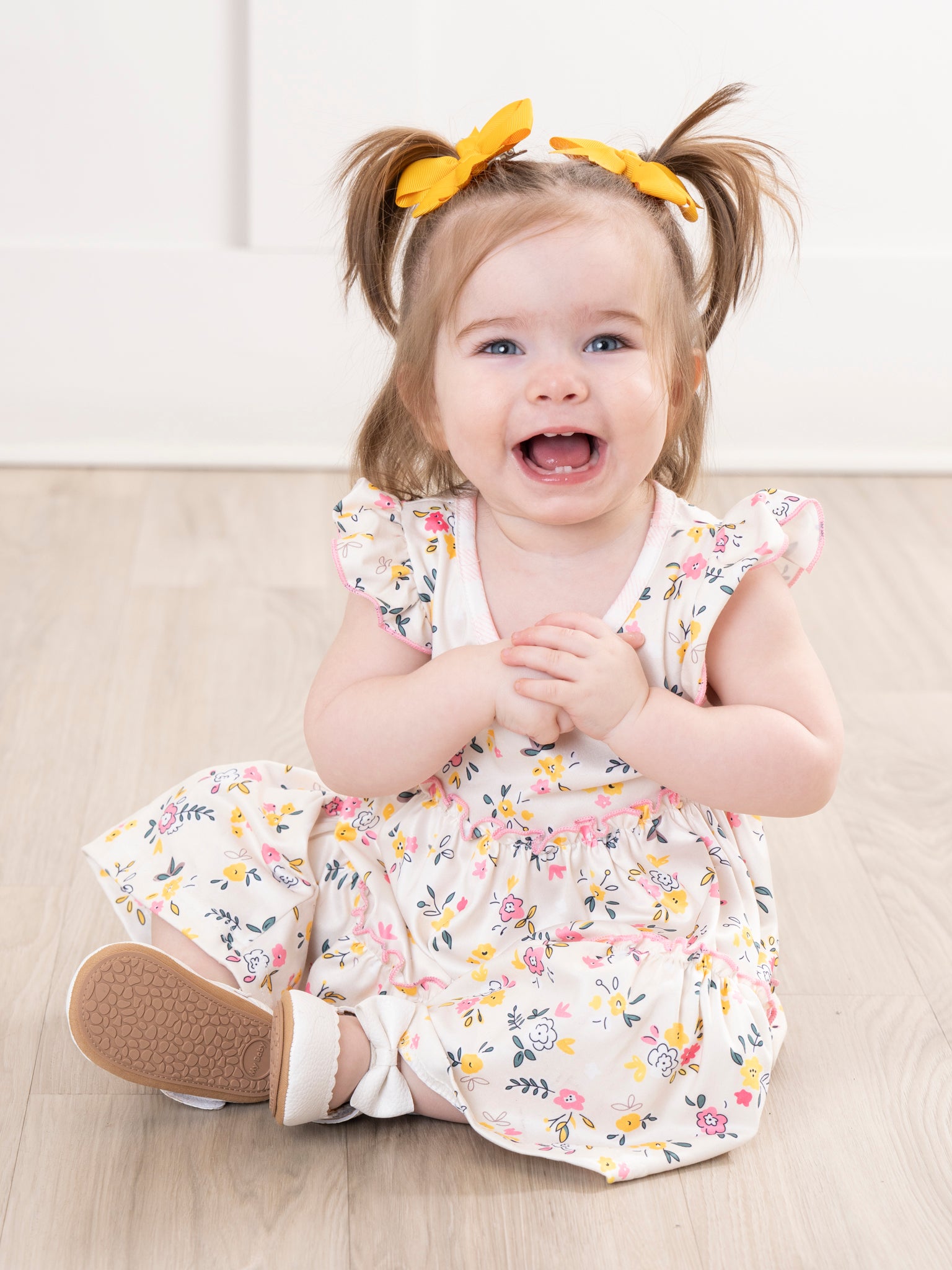 Soft Pink & Yellow Prairie Blooms Dress - Marie Nicole Clothing