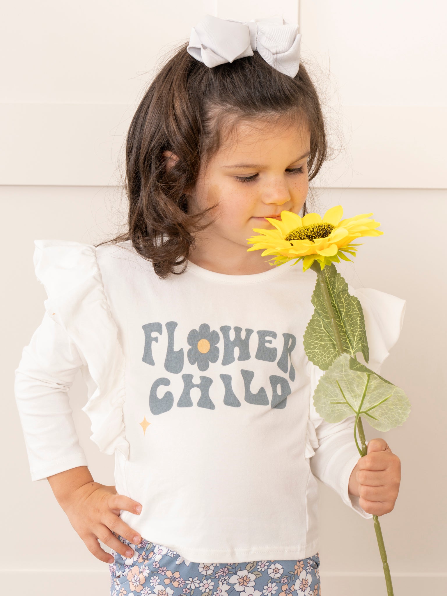 Blue Flower Child Bell Bottoms Outfit - Marie Nicole Clothing