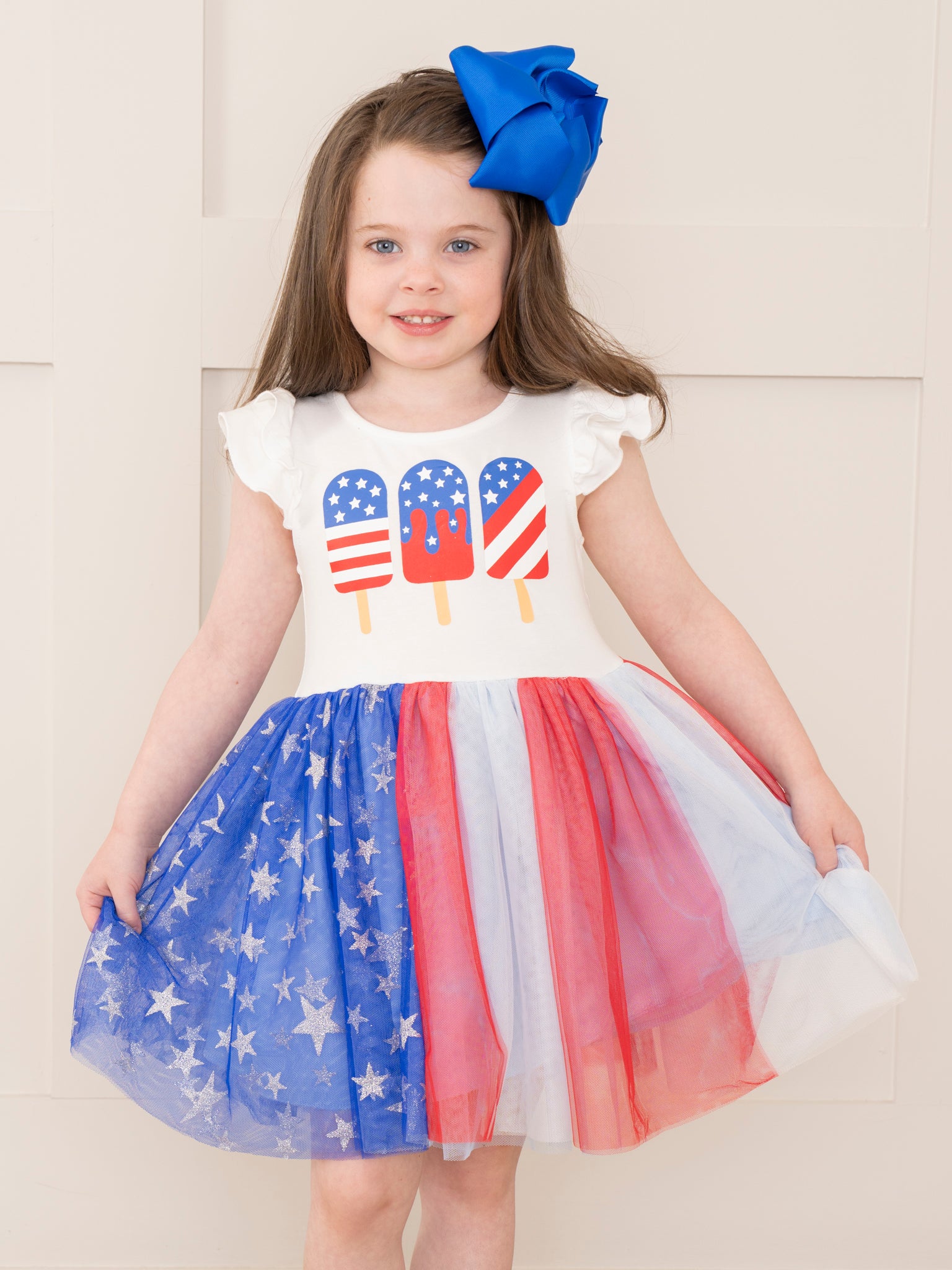 Stars & Stripes Popsicle Tulle Dress - Marie Nicole Clothing