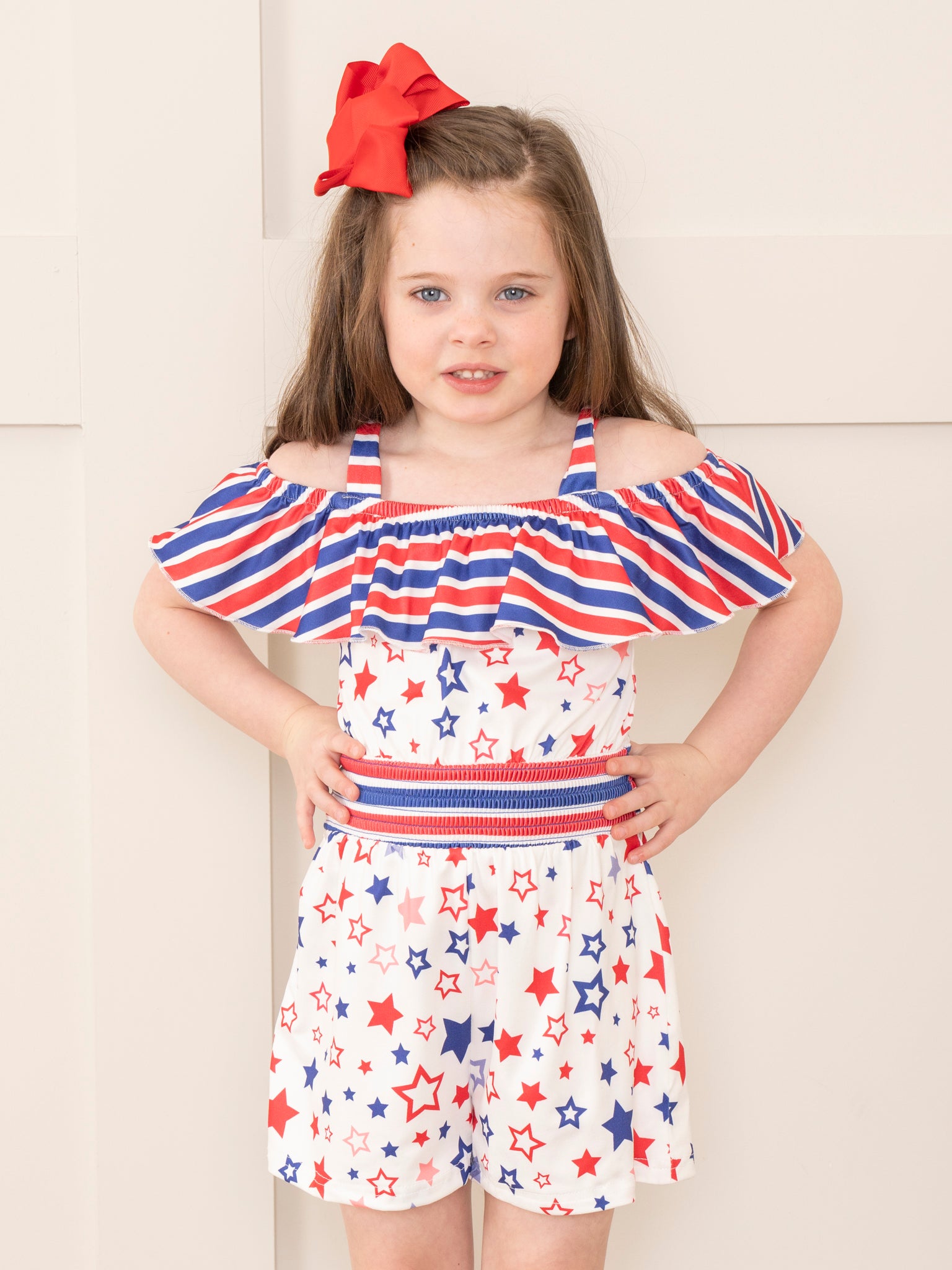Ruffle Stripes & Stars Romper - Marie Nicole Clothing
