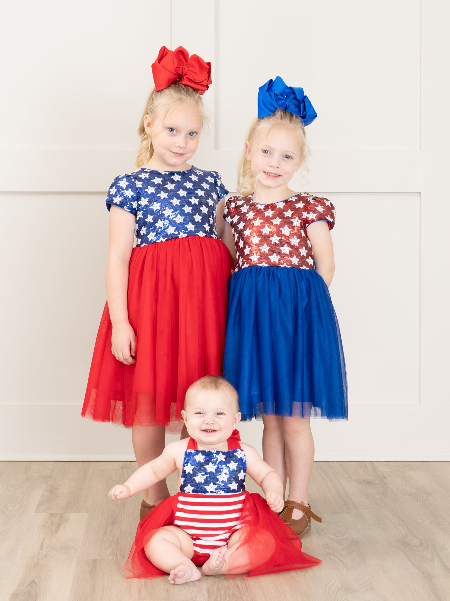 Stars & Stripes Sequin Blue Tulle Dress - Marie Nicole Clothing