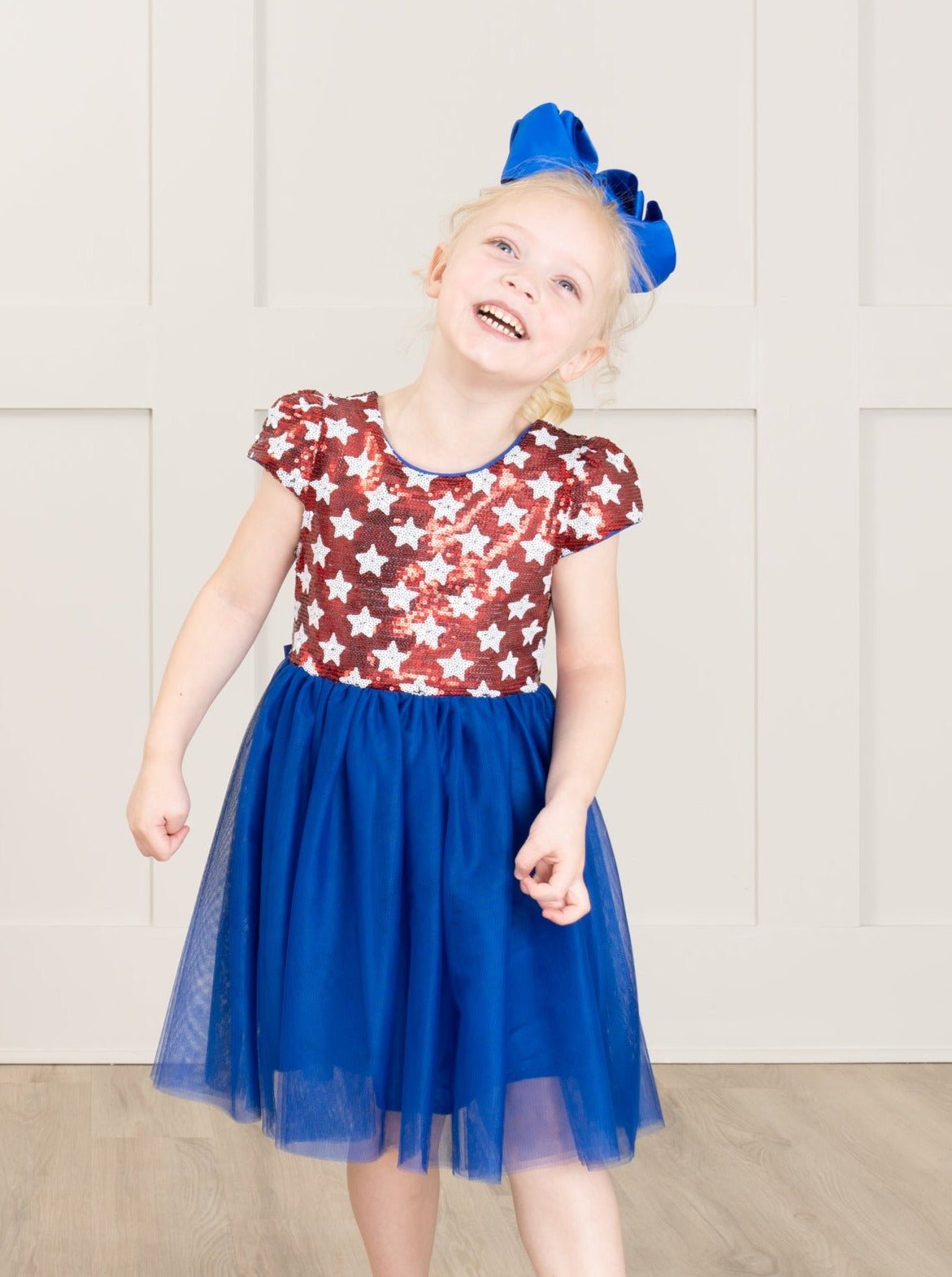 Stars & Stripes Sequin Blue Tulle Dress - Marie Nicole Clothing