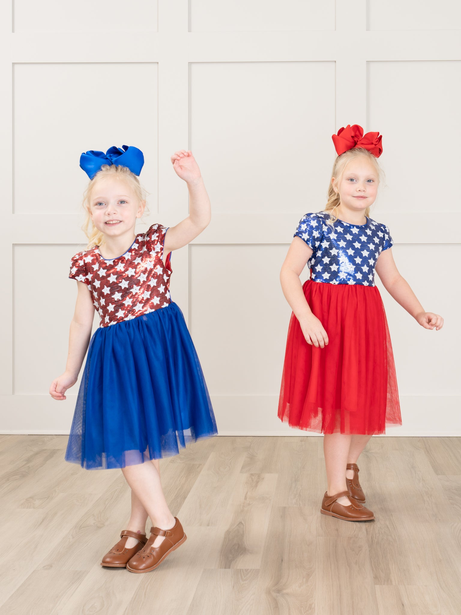 Stars & Stripes Sequin Blue Tulle Dress - Marie Nicole Clothing