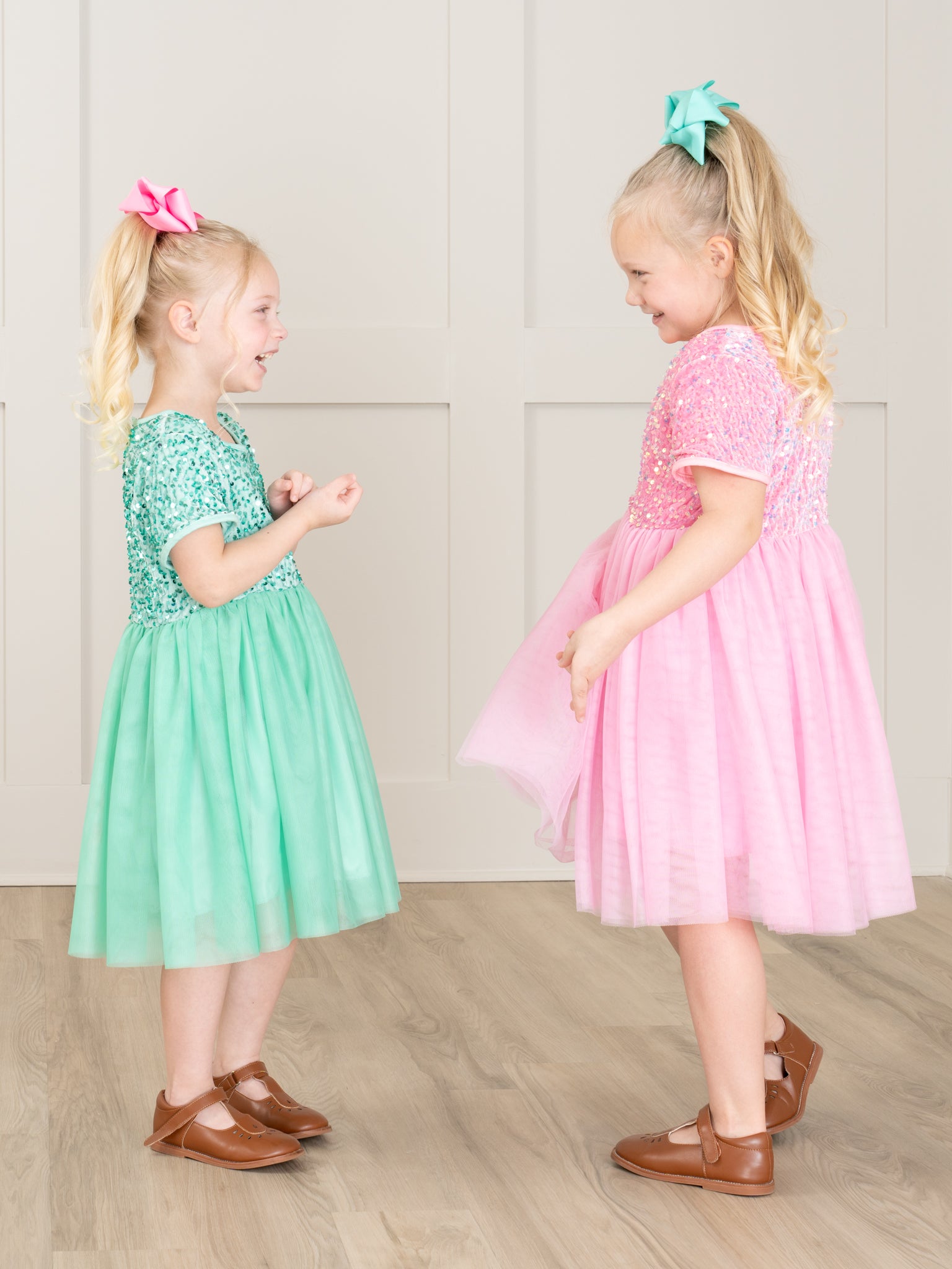 Pink Sparkly Tulle Swing Dress - Marie Nicole Clothing