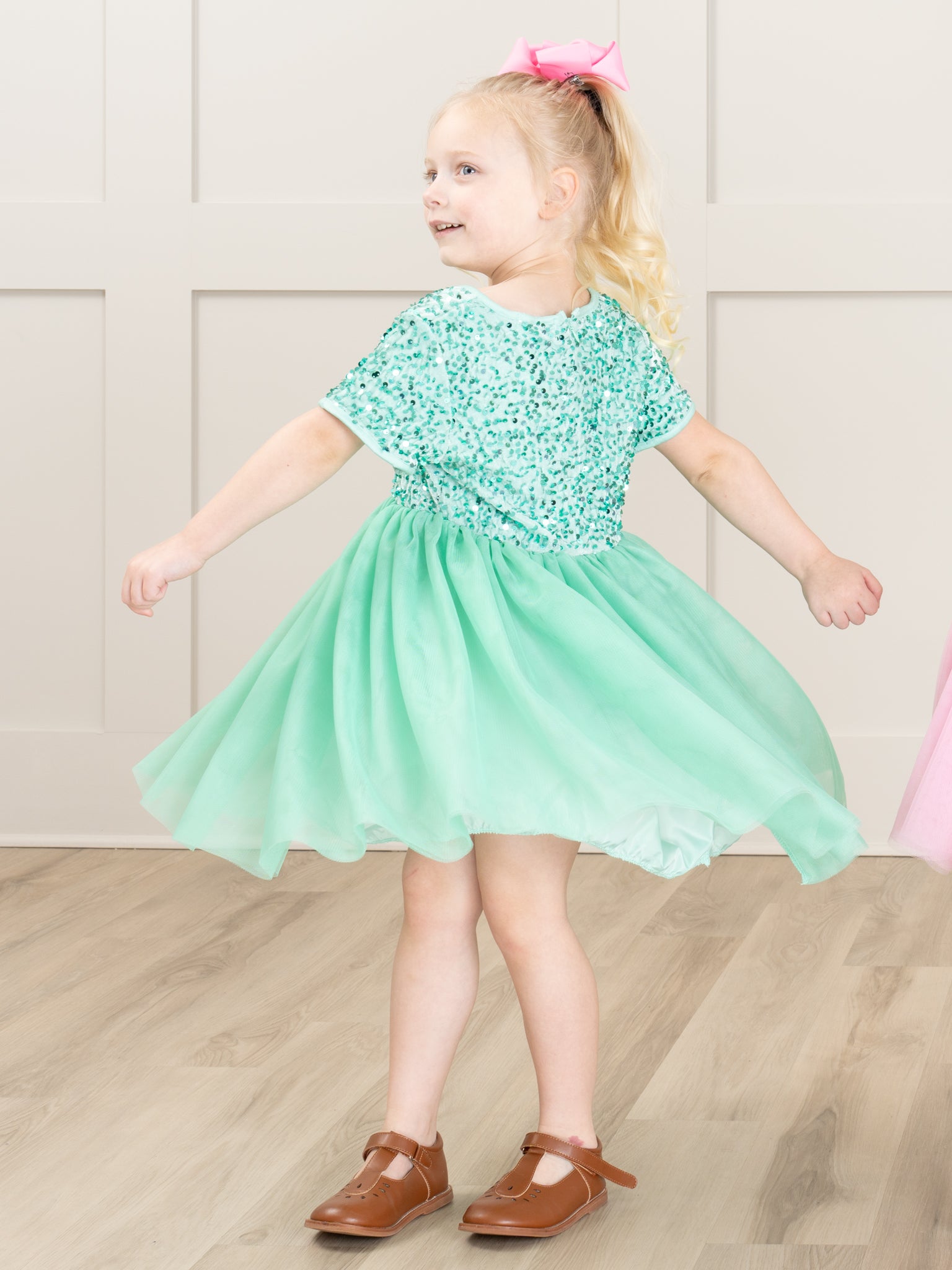 Seafoam Sparkly Tulle Dress - Marie Nicole Clothing