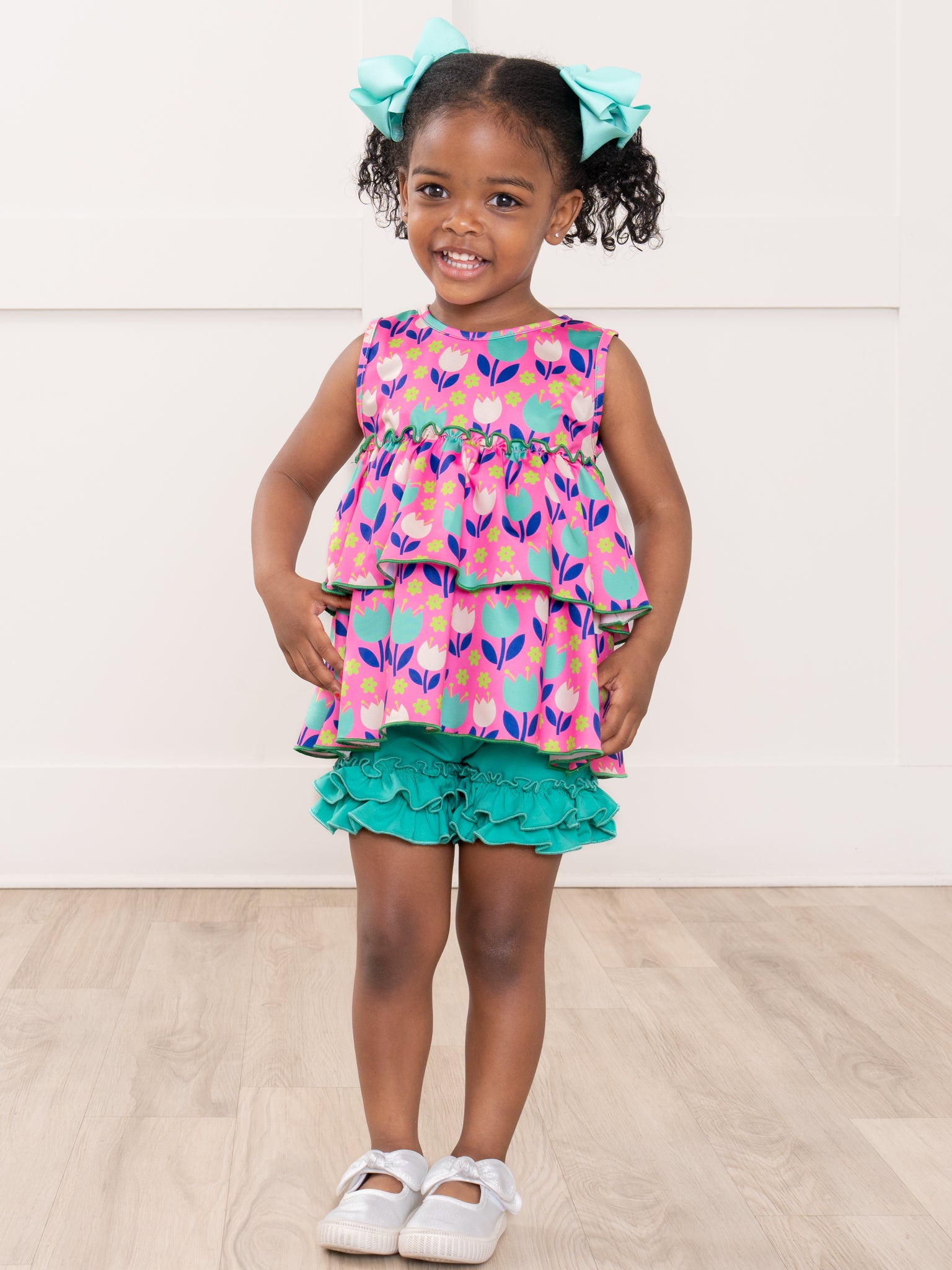 Tiered Ruffle Tank - Tulips - Marie Nicole Clothing