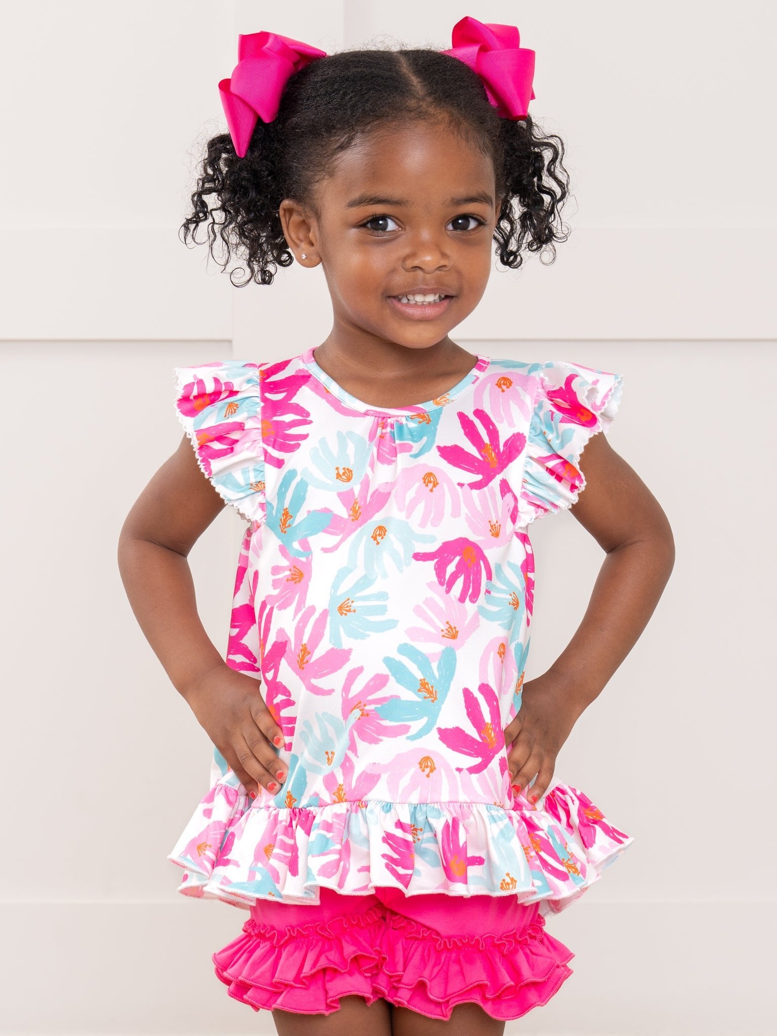 Ruffle Hem Tank - Hibiscus - Marie Nicole Clothing