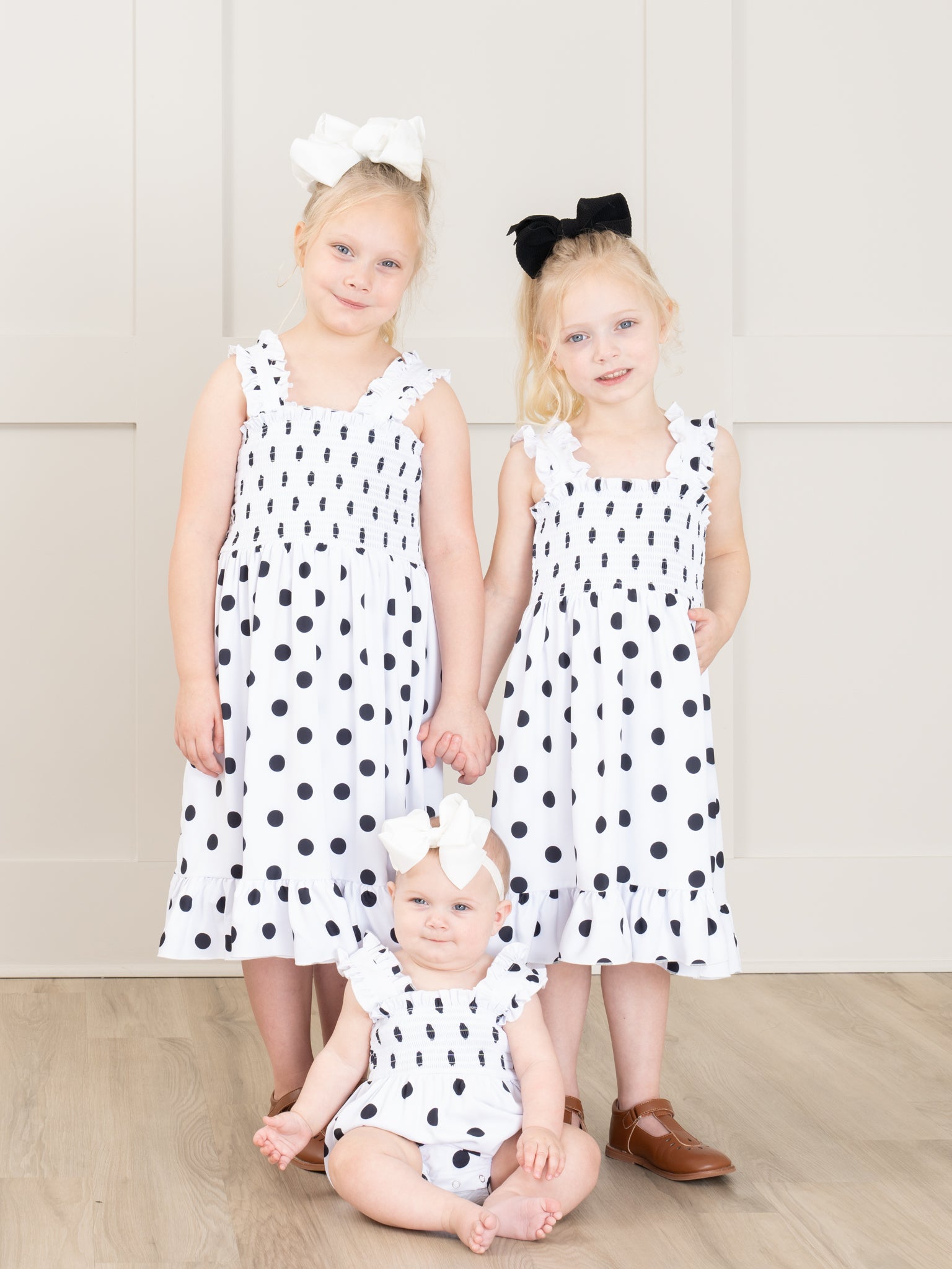 Mom & Me Smocked Polka Dot Dress & Bubble - Marie Nicole Clothing