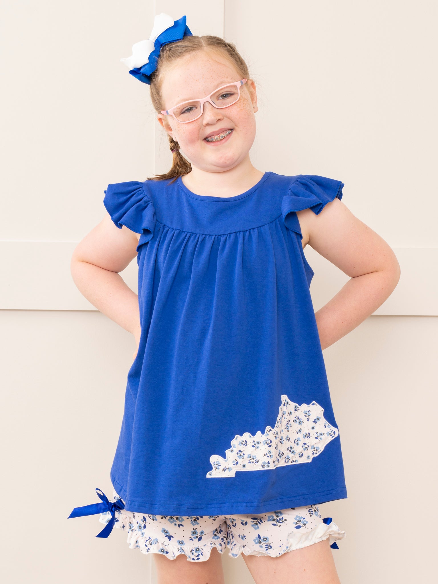 KY Blue Floral Ruffle Outfit - Marie Nicole Clothing