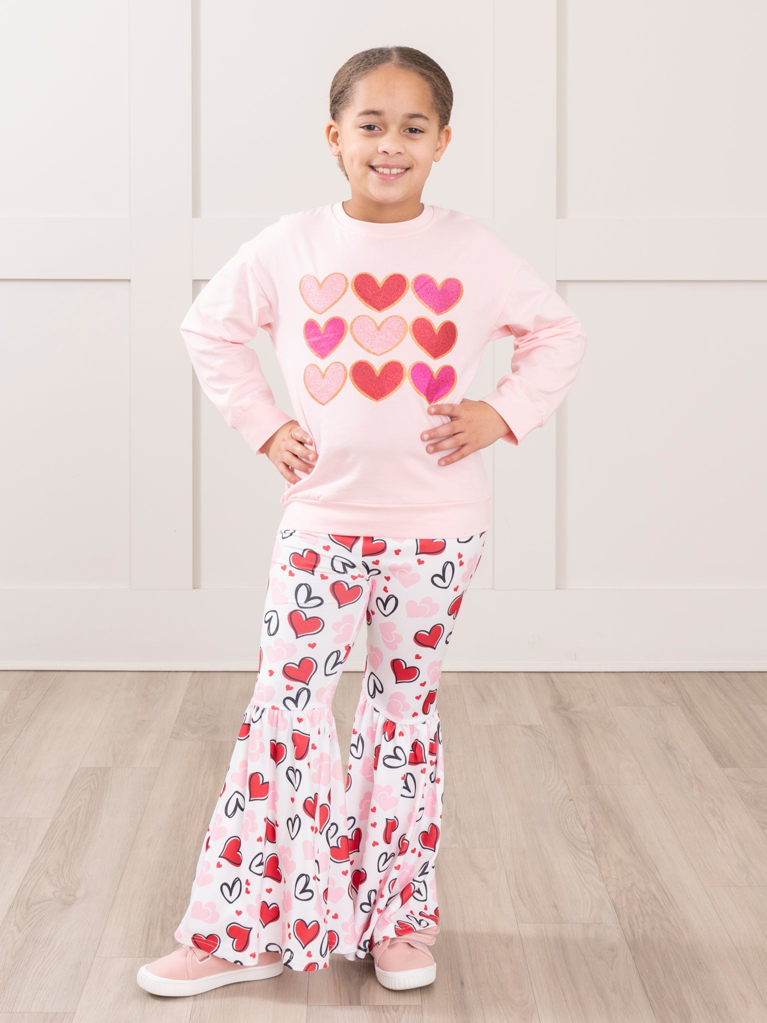 Pink Hearts Bell Bottoms Outfit - Marie Nicole Clothing