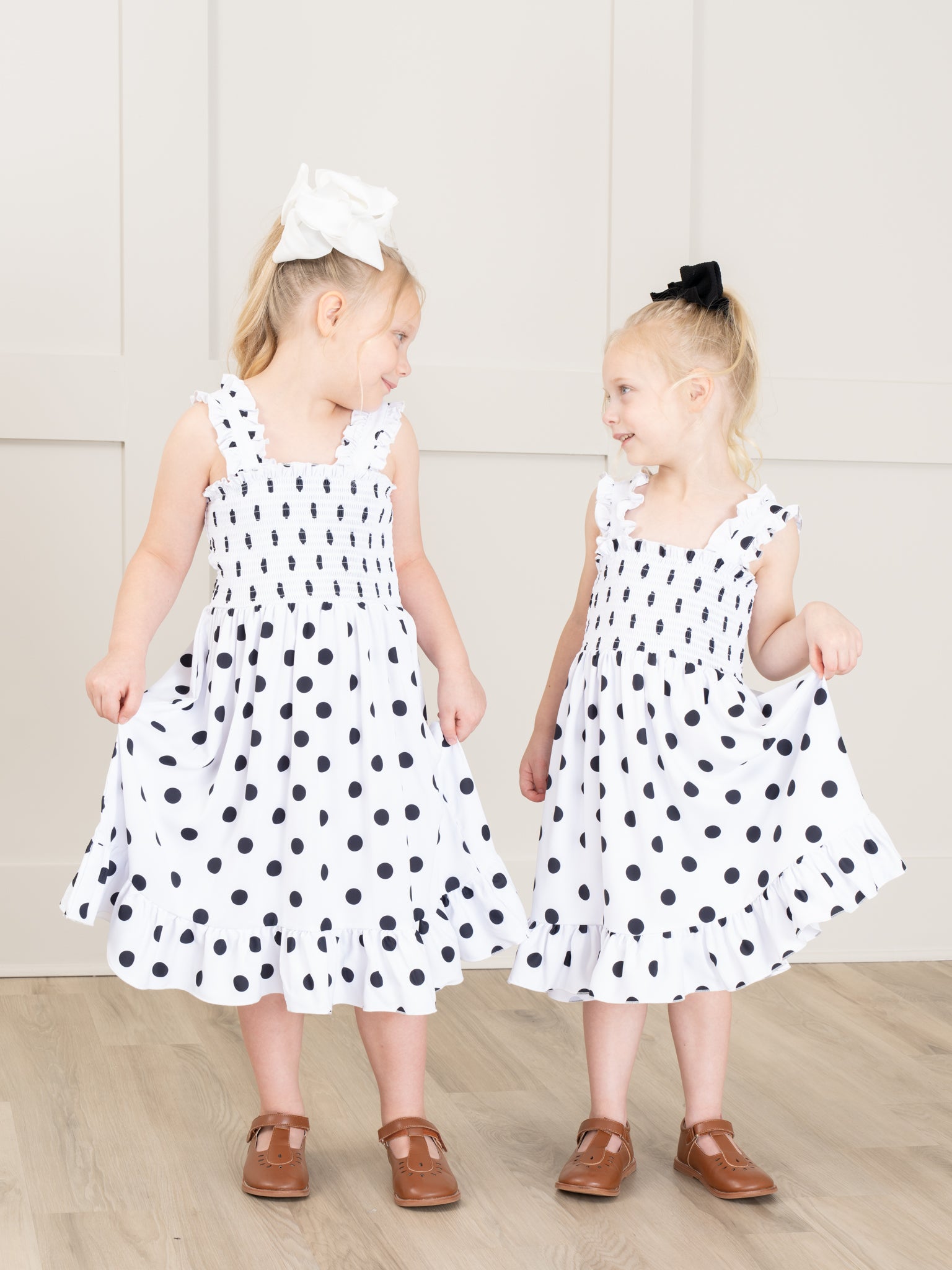 Mom & Me Smocked Polka Dot Dress & Bubble - Marie Nicole Clothing