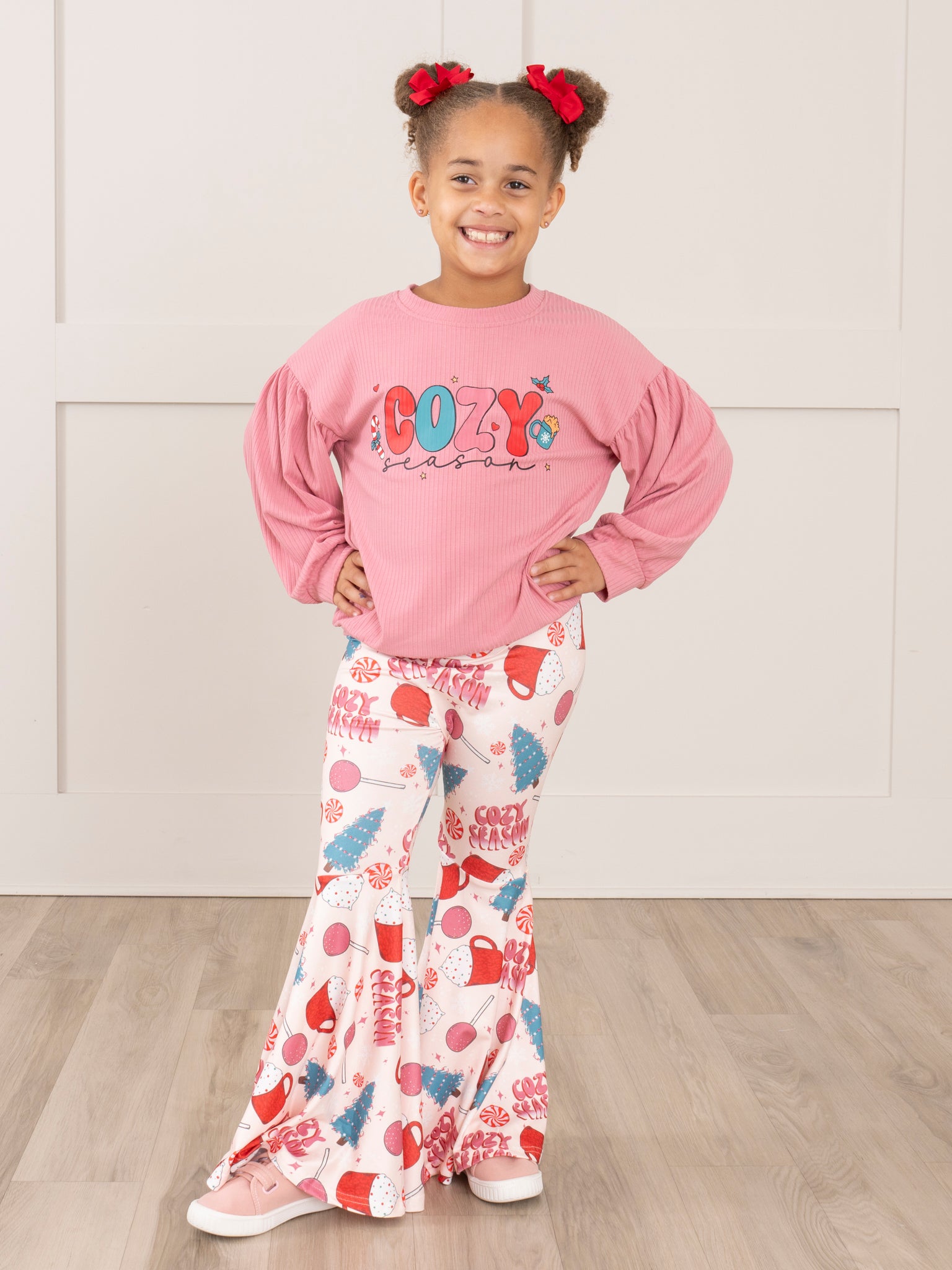 Rose "Cozy Vibes" Bell Bottoms Outfit - Marie Nicole Clothing