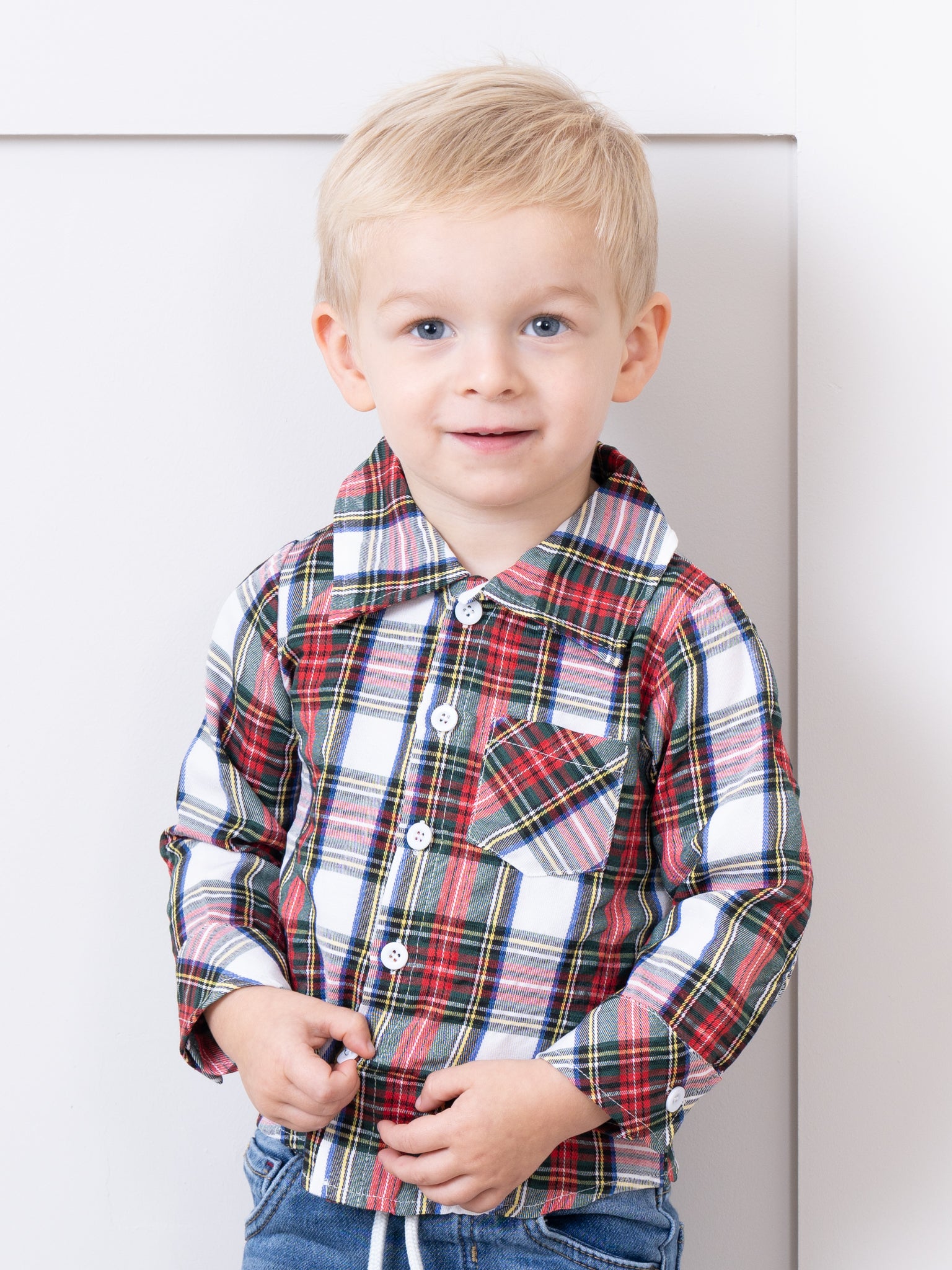 Classic Winter Holiday Plaid Button Up - Marie Nicole Clothing