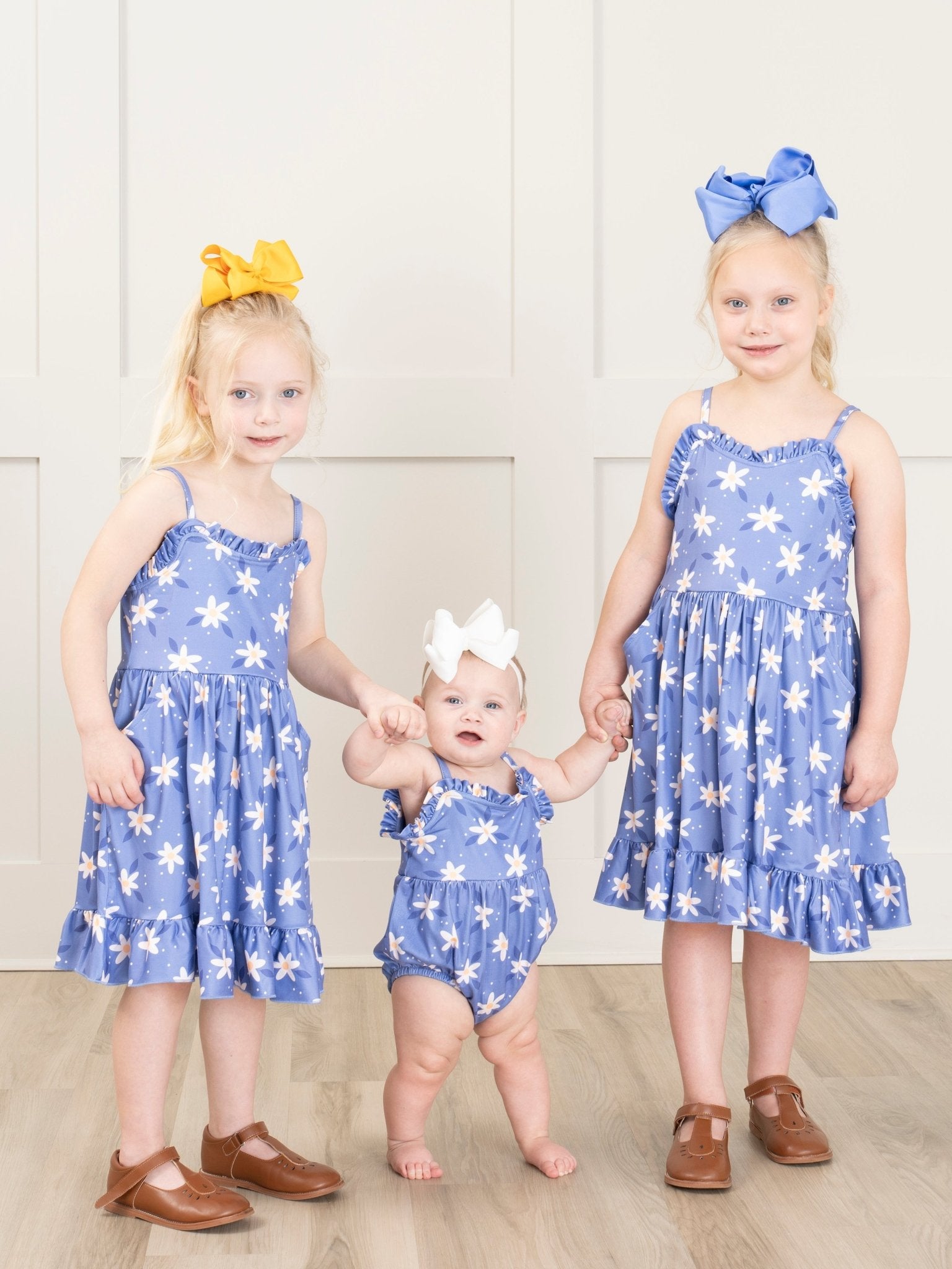 Mom & Me Periwinkle Daisy Tank Dress & Bubble - Marie Nicole Clothing