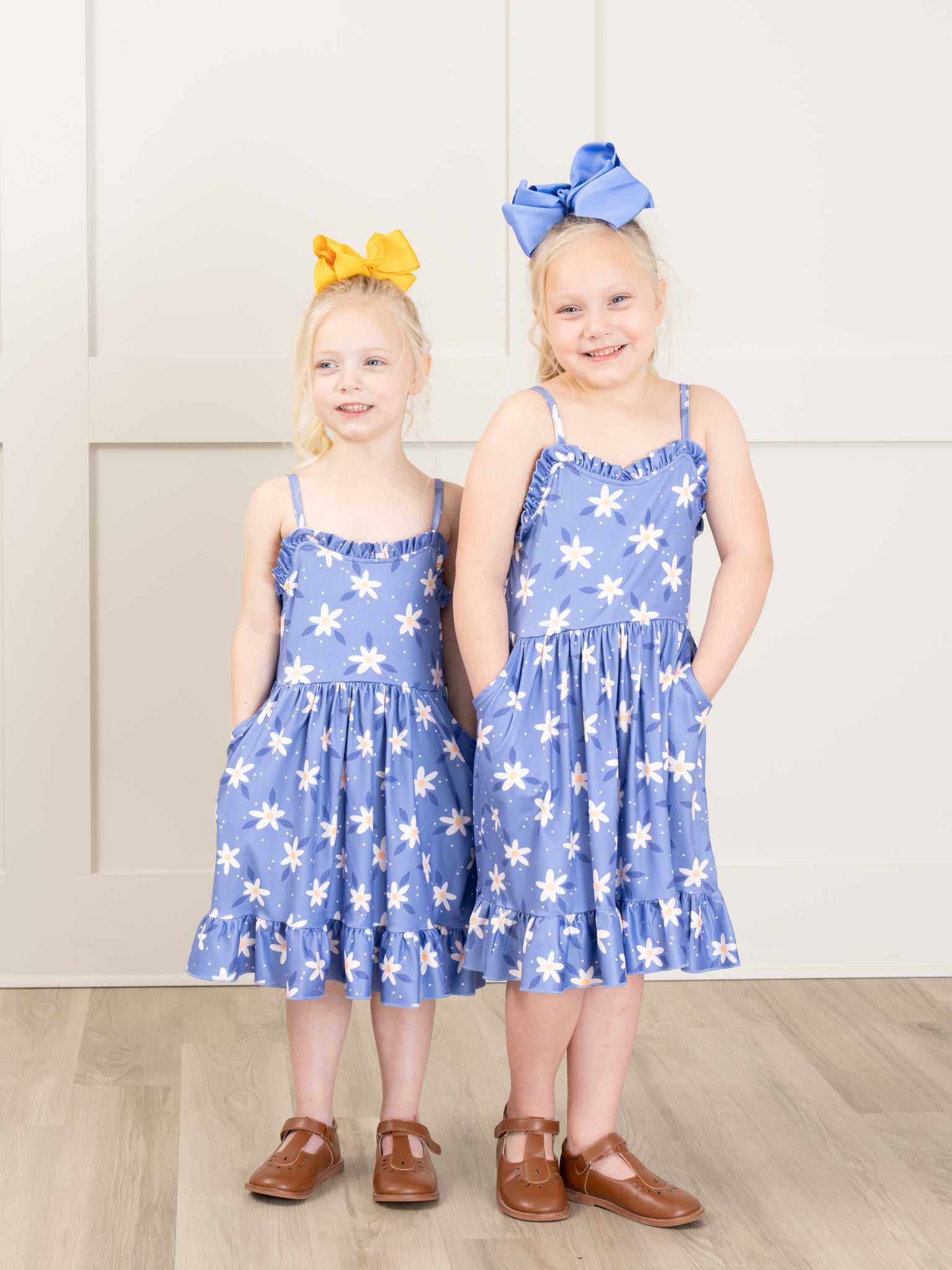 Mom & Me Periwinkle Daisy Tank Dress & Bubble - Marie Nicole Clothing