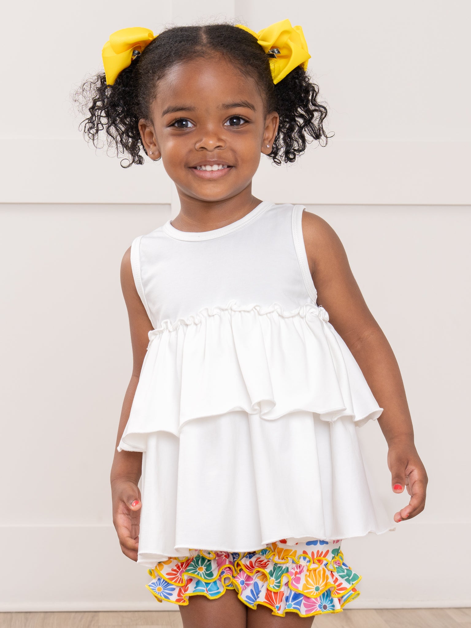 Tiered Cotton Ruffle Tank - White - Marie Nicole Clothing