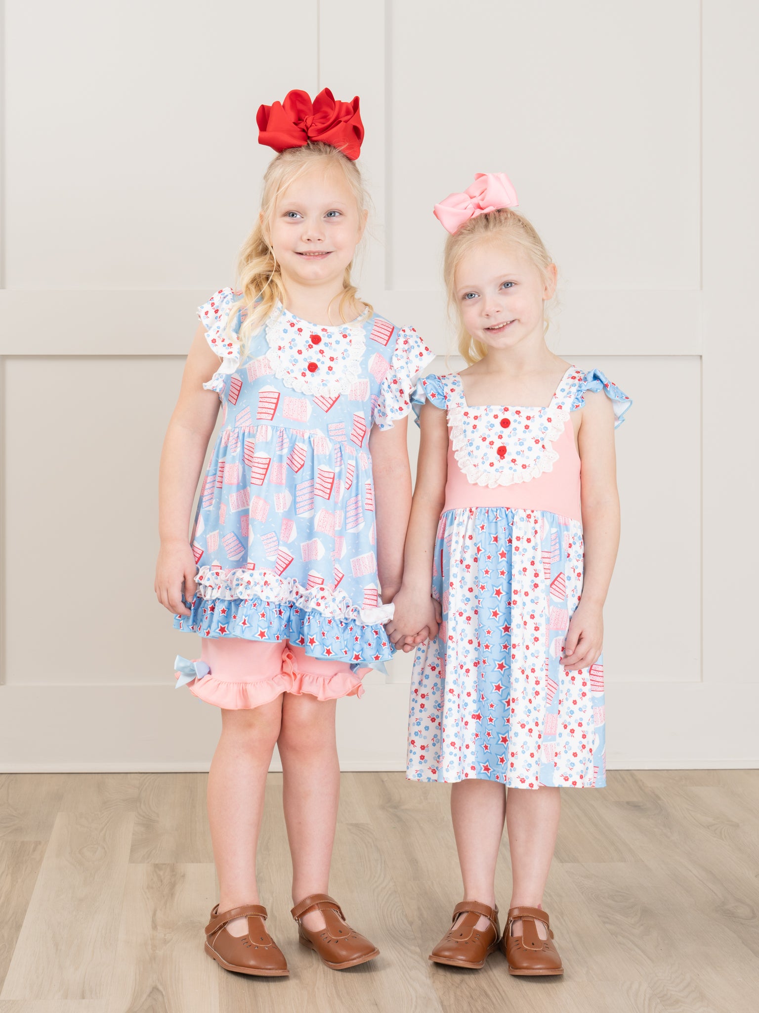 Patriotic Cake Ruffle Dress - Marie Nicole Clothing