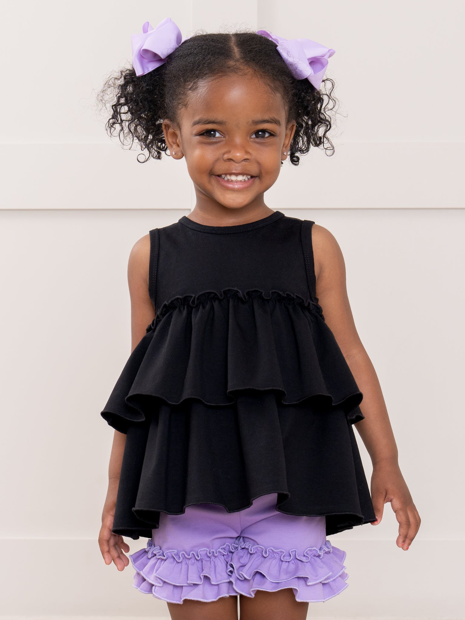 Cotton Ruffle Hem Shorts - Lavender - Marie Nicole Clothing