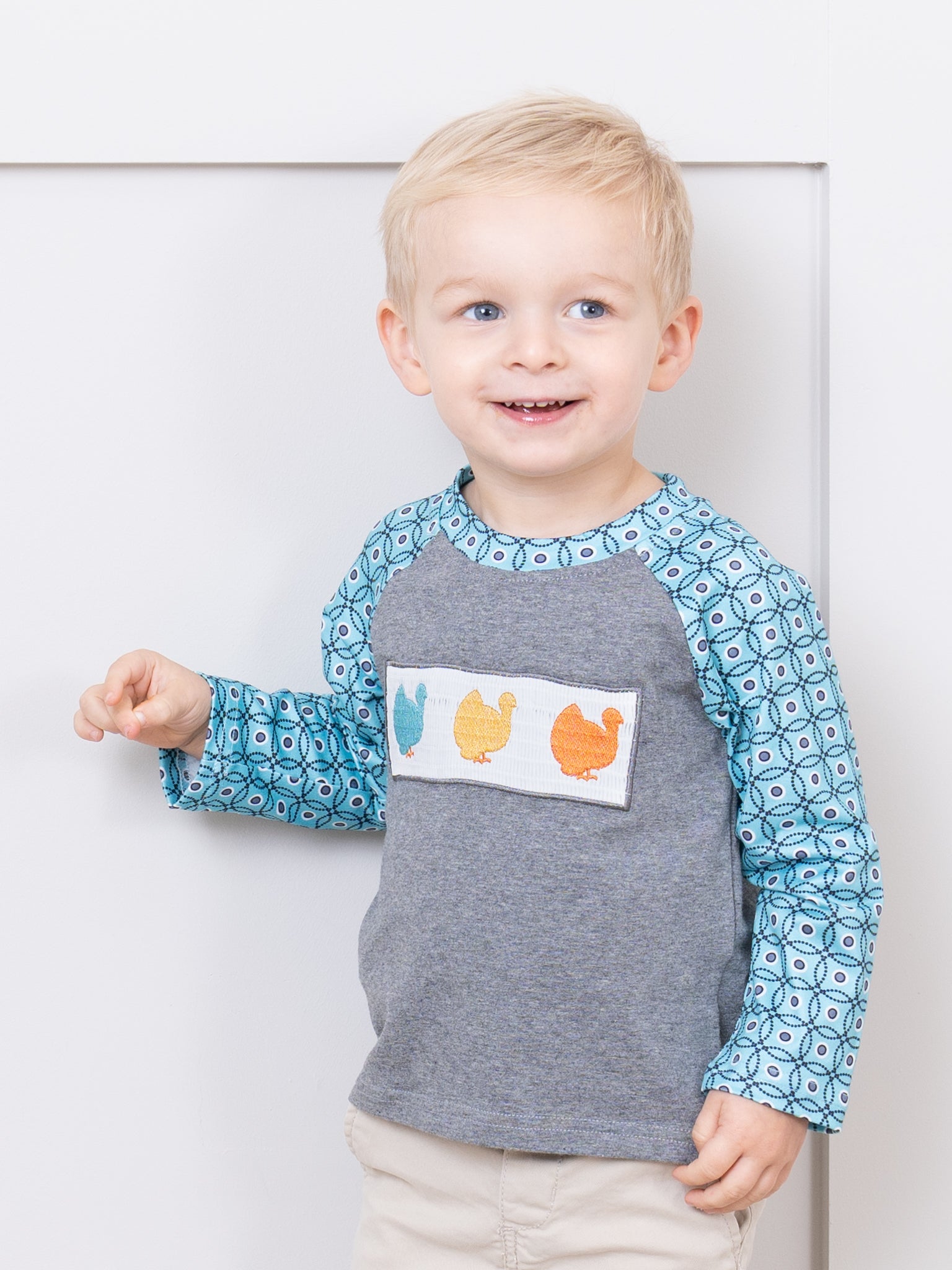 Teal Turkey Smocked Shirt - Marie Nicole Clothing