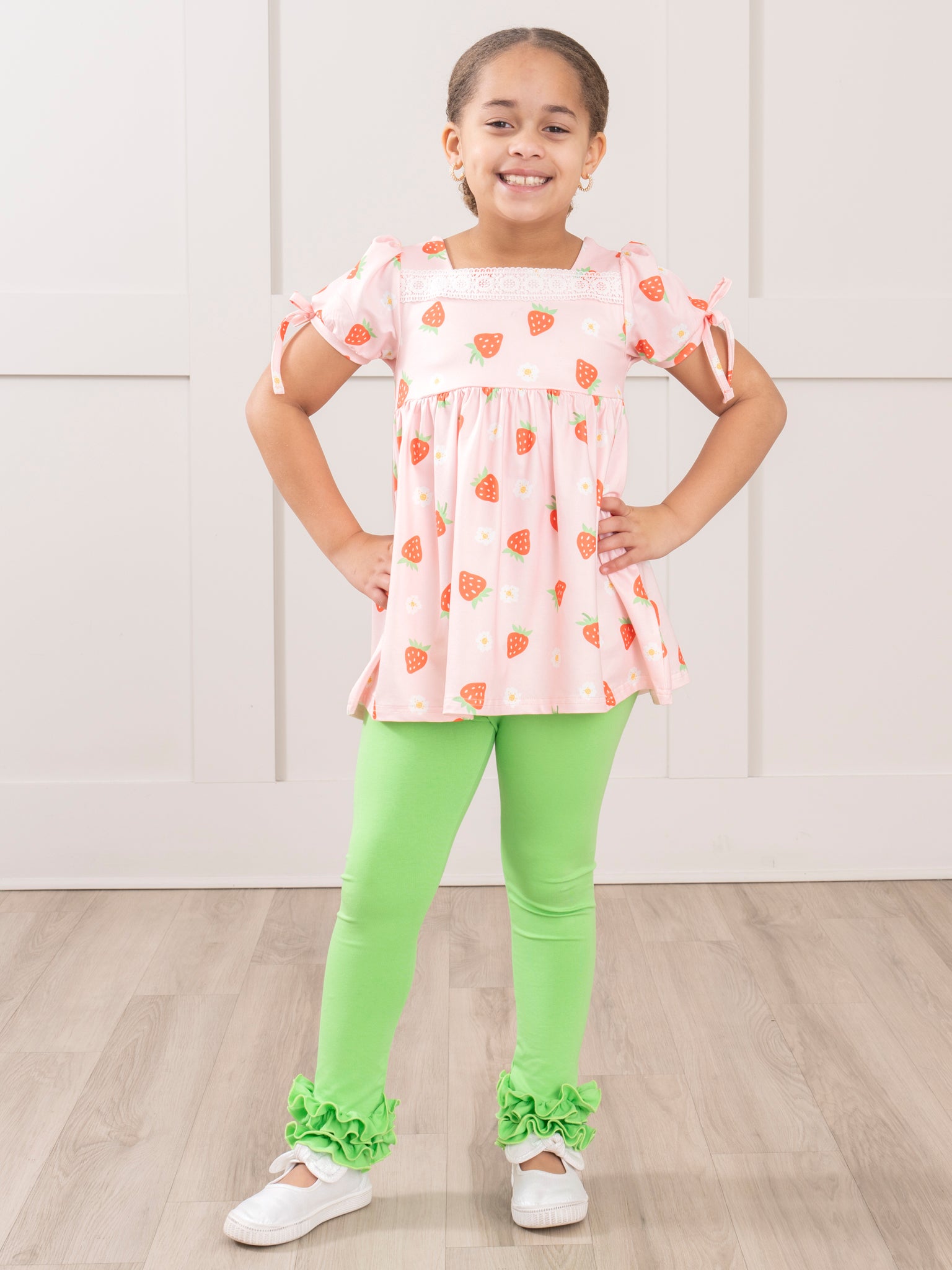 Pink Strawberry Patch Lace Outfit - Marie Nicole Clothing
