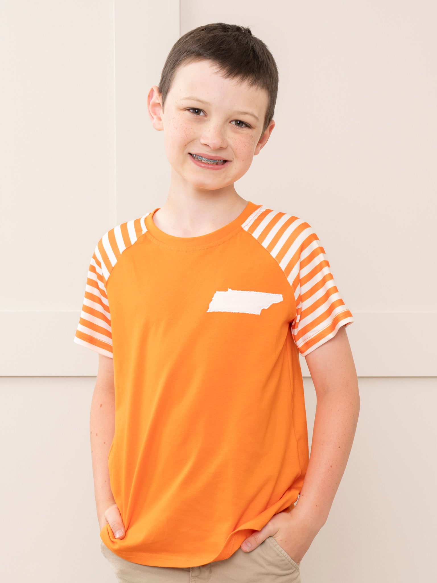 TN Orange Striped Shirt - Marie Nicole Clothing