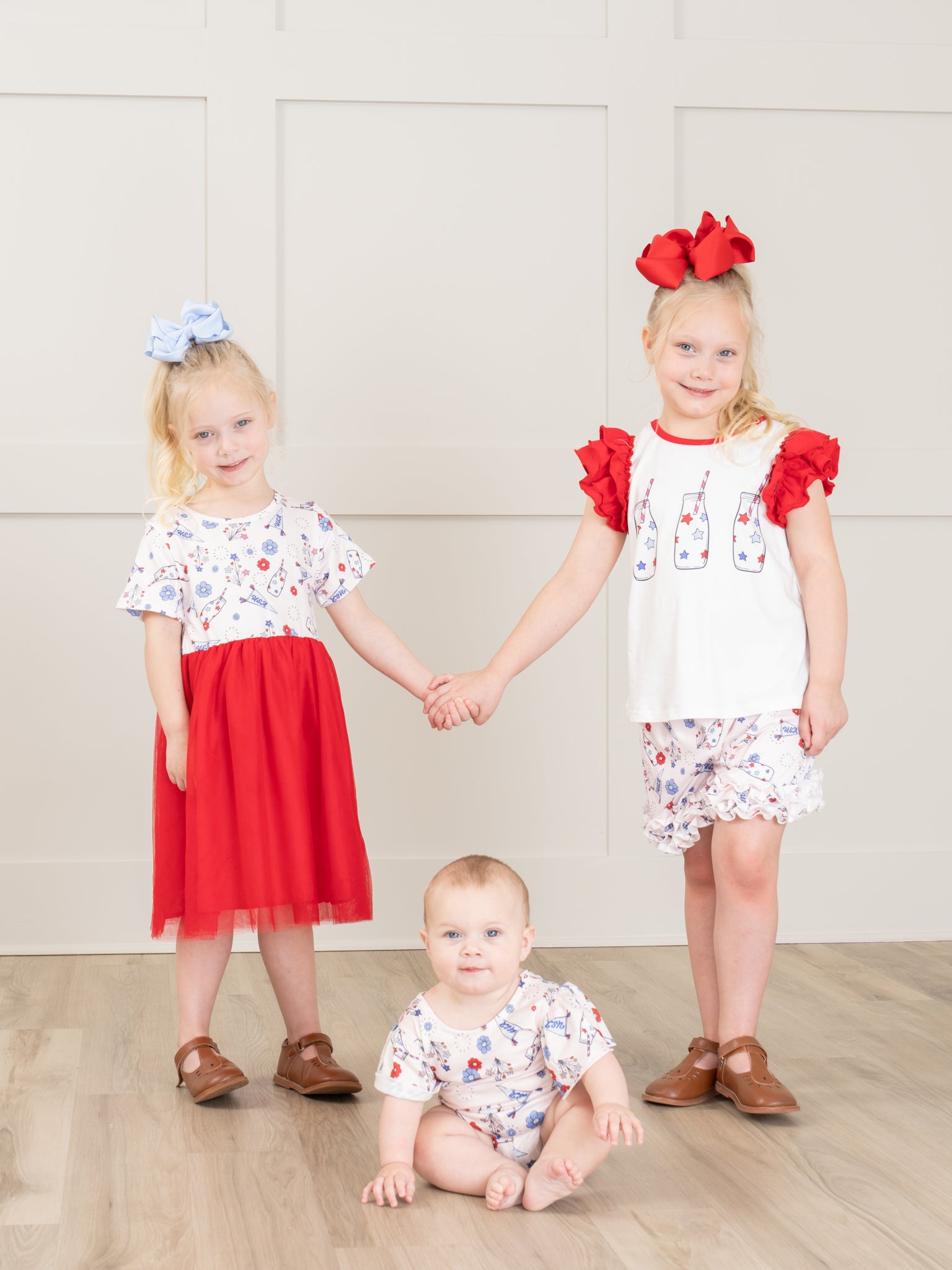 Patriotic Floral Icing Ruffle Outfit - Marie Nicole Clothing