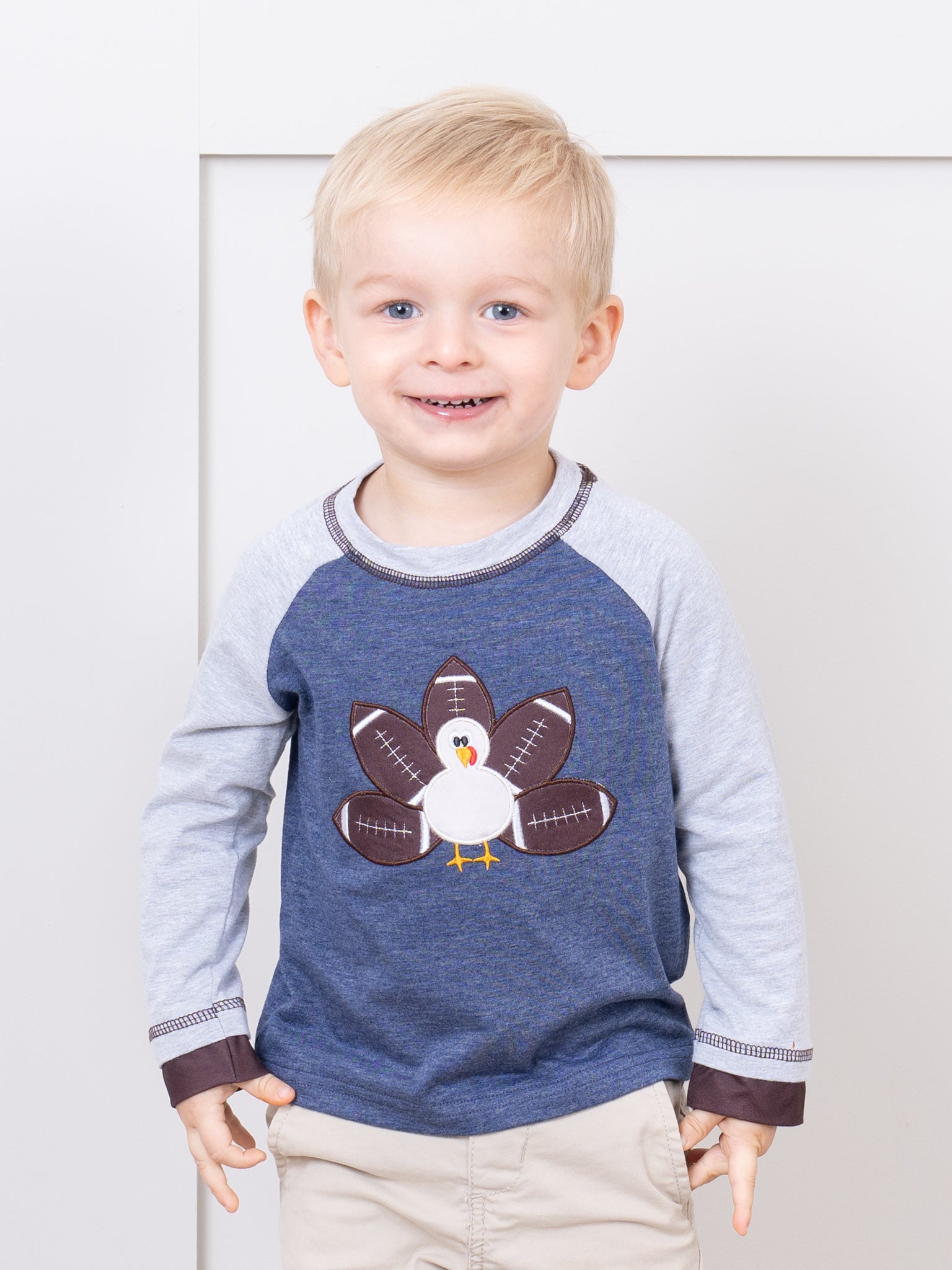 Navy Football Turkey Raglan Shirt - Marie Nicole Clothing