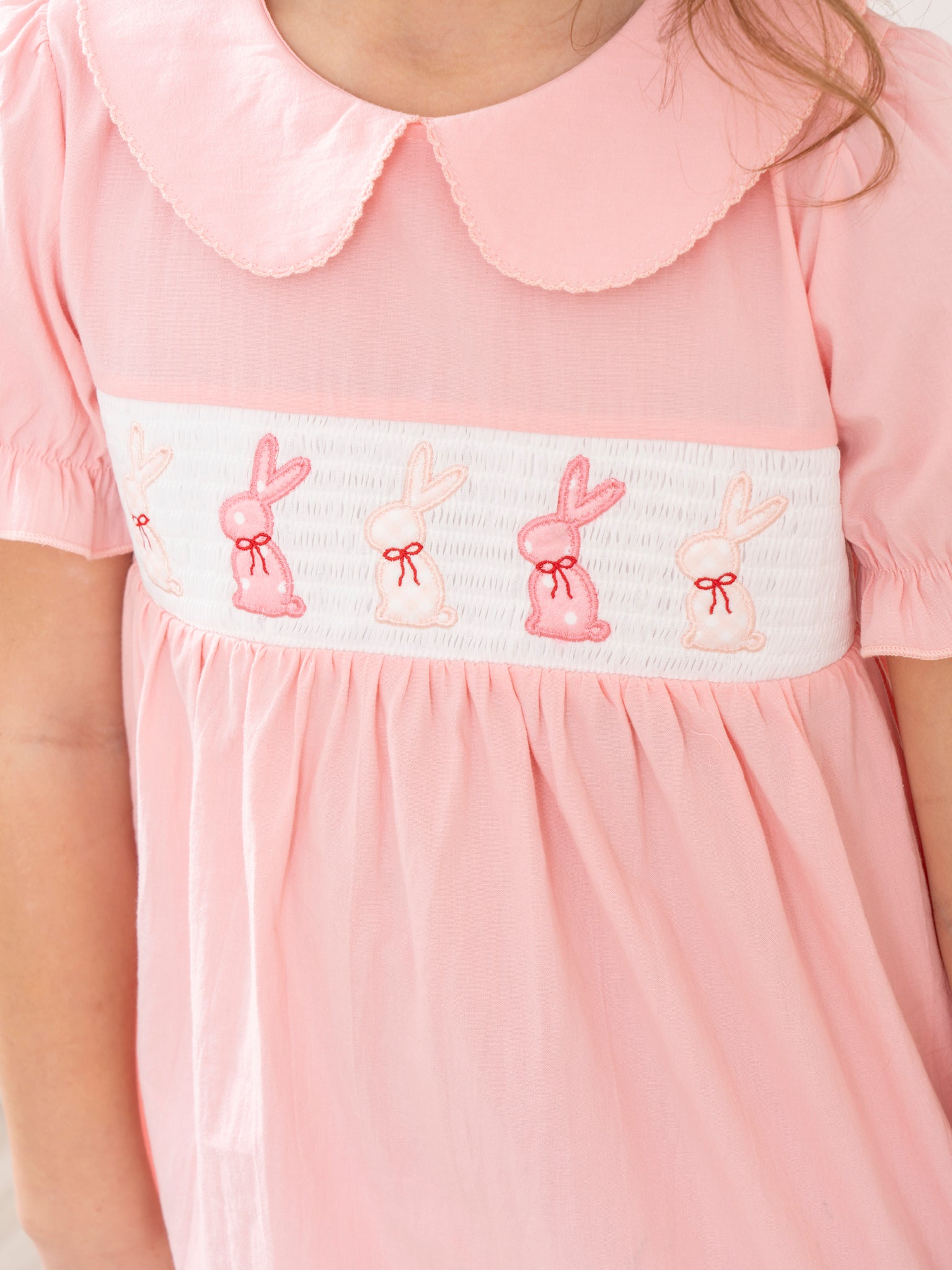 Soft Pink Smocked Bunny Dress - Marie Nicole Clothing