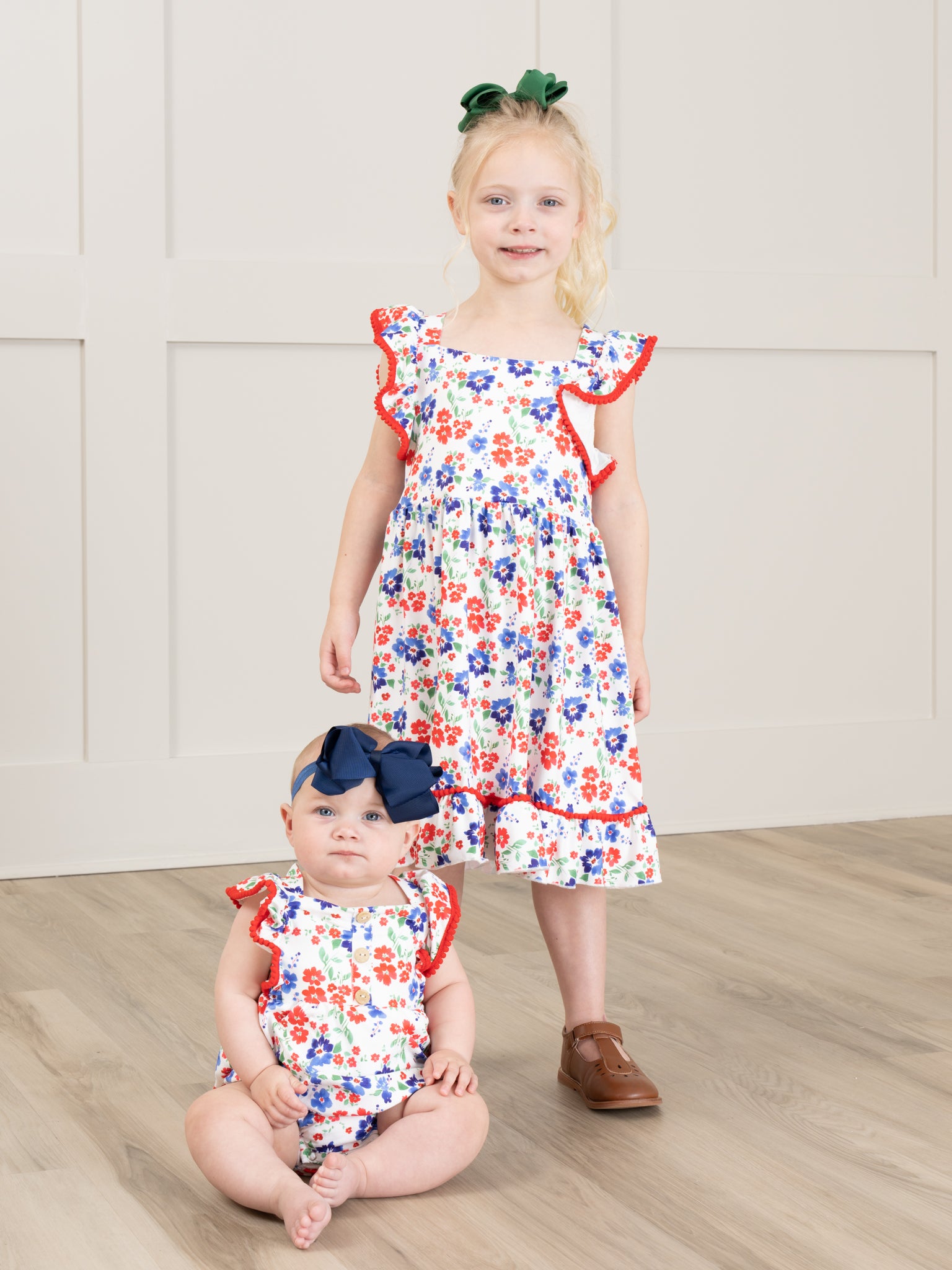 Red White & Blue Poppy Ruffle Dress - Marie Nicole Clothing