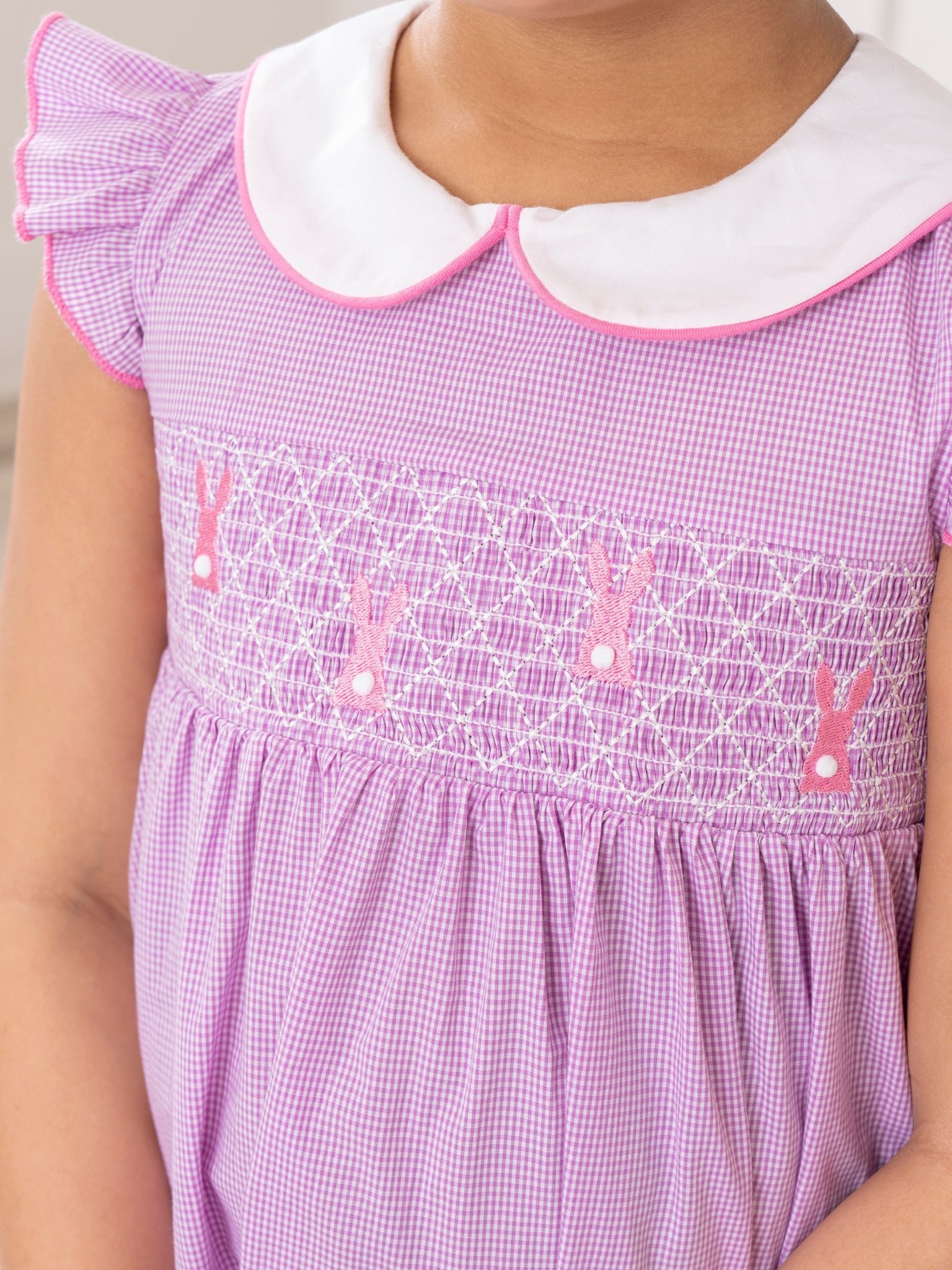 Purple Smocked Bunnies Ruffle Dress - Marie Nicole Clothing