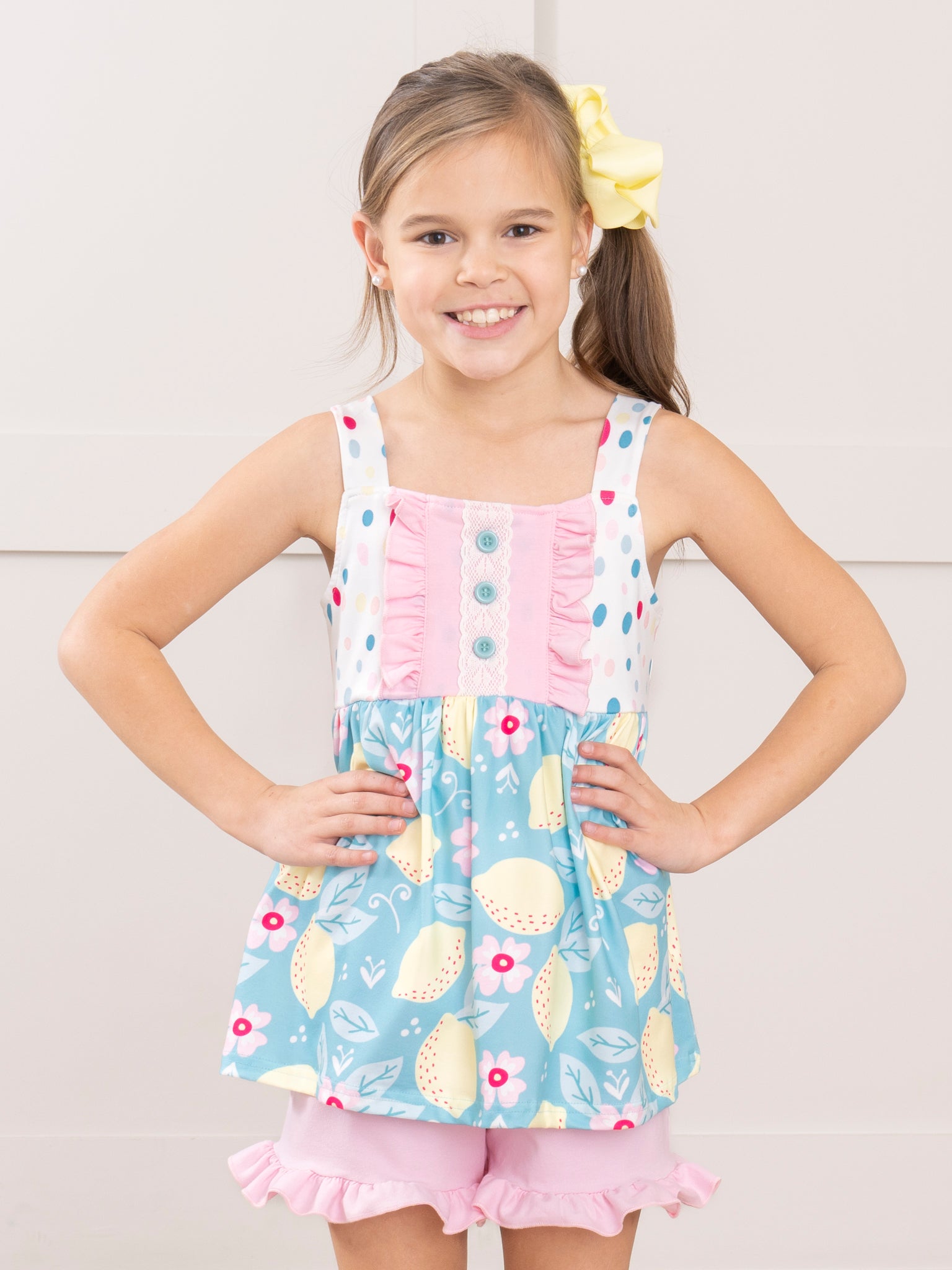 Teal Lemon Drops Ruffle Outfit - Marie Nicole Clothing