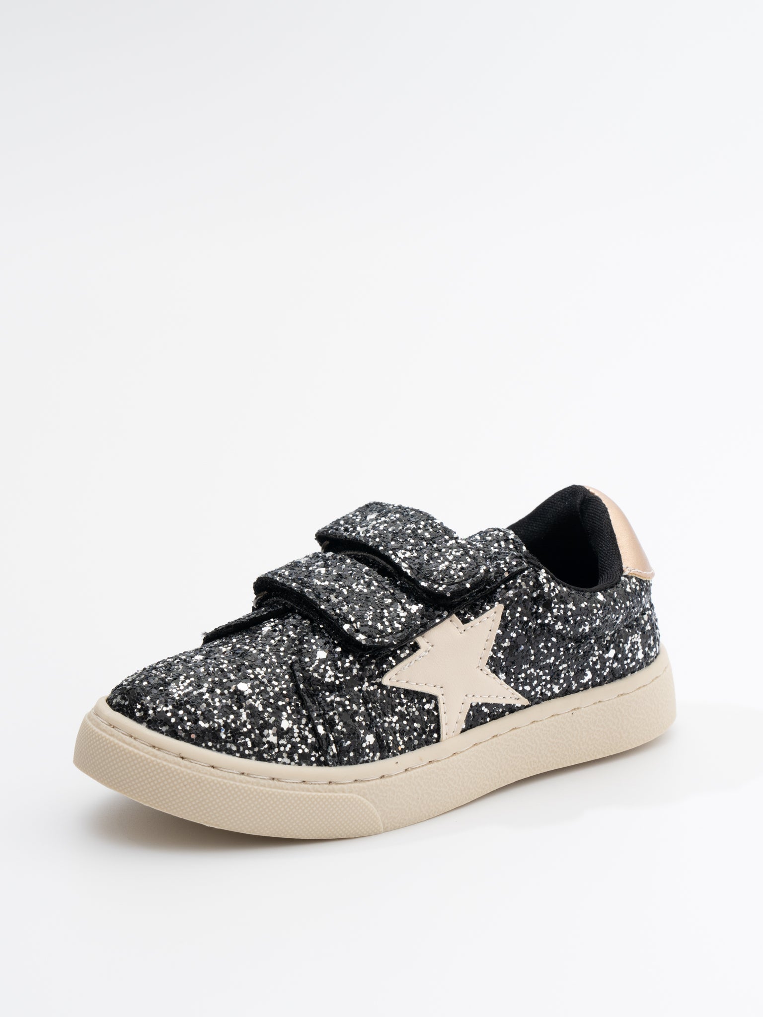 Sparkly Black Velcro Sneakers - Marie Nicole Clothing