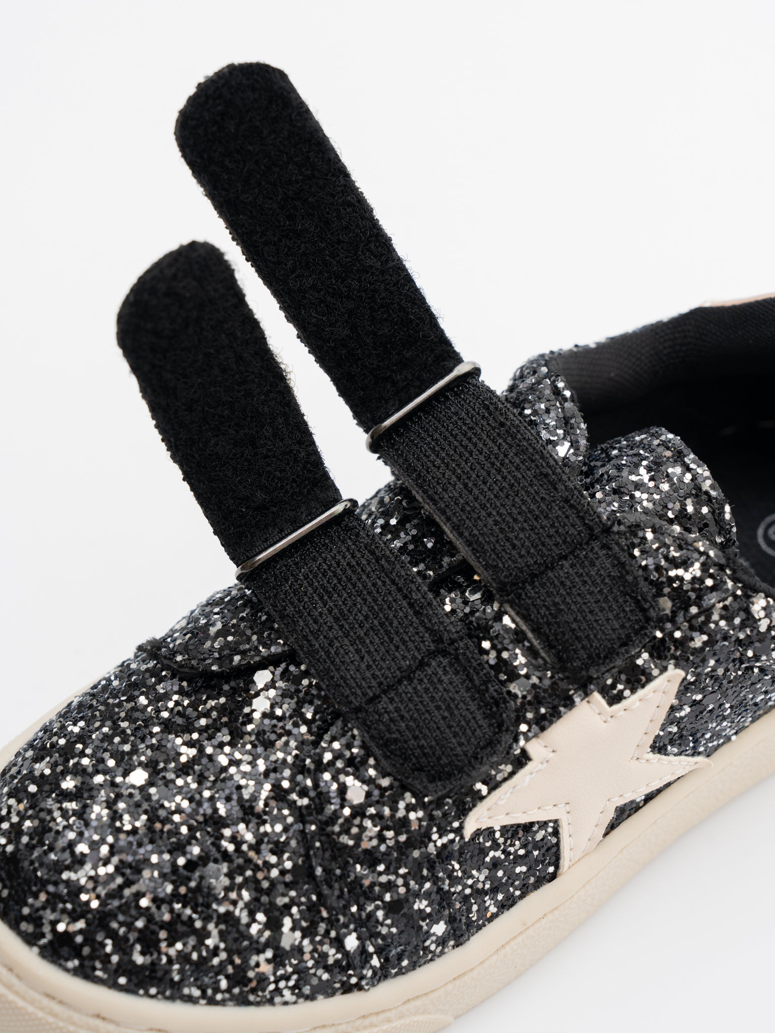 Sparkly Black Velcro Sneakers - Marie Nicole Clothing