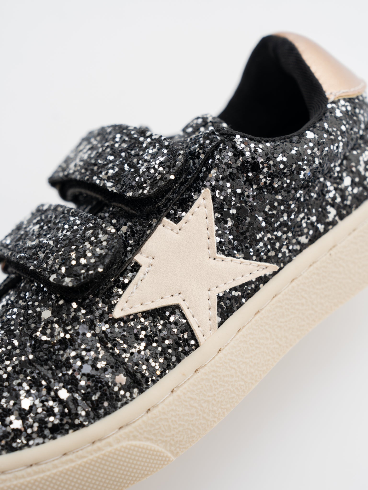 Sparkly Black Velcro Sneakers - Marie Nicole Clothing