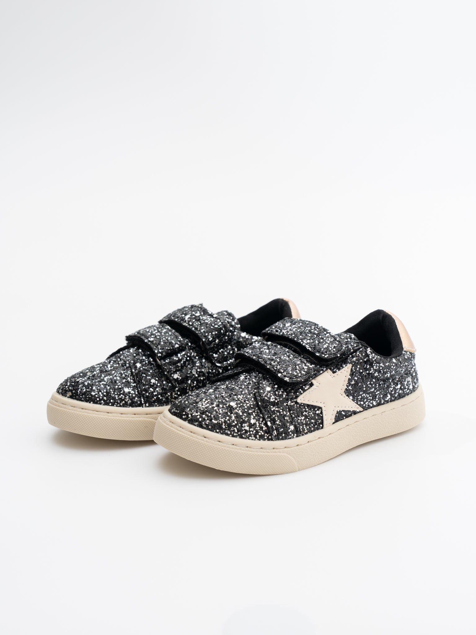 Sparkly Black Velcro Sneakers - Marie Nicole Clothing