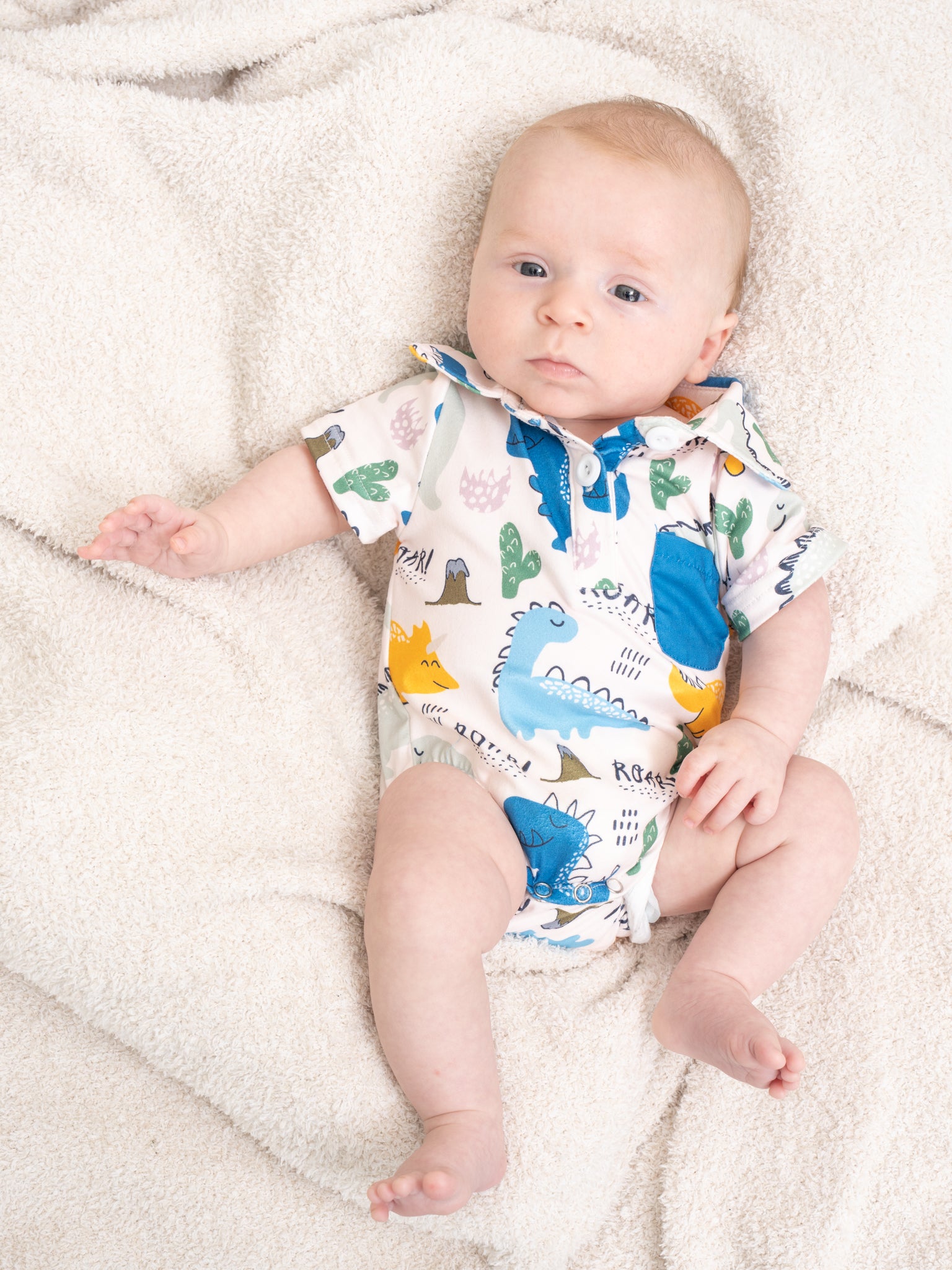 "ROAR" Dino Polo Romper - Marie Nicole Clothing