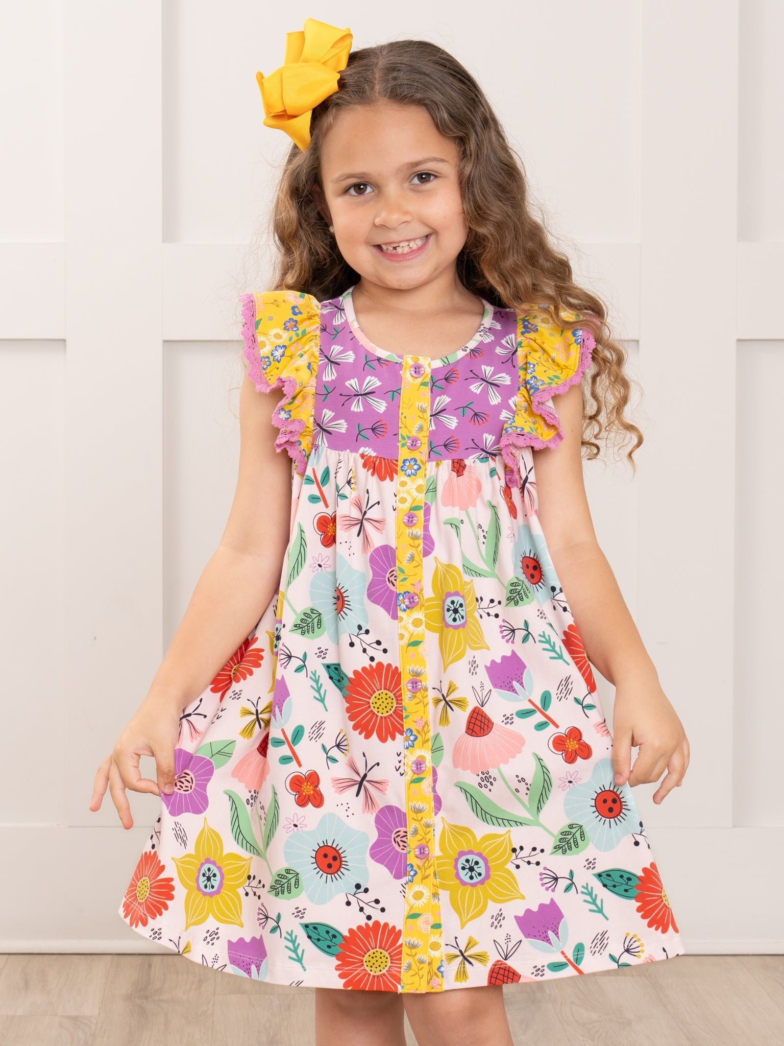 Butterfly Blooms Ruffle Tank Dress - Marie Nicole Clothing