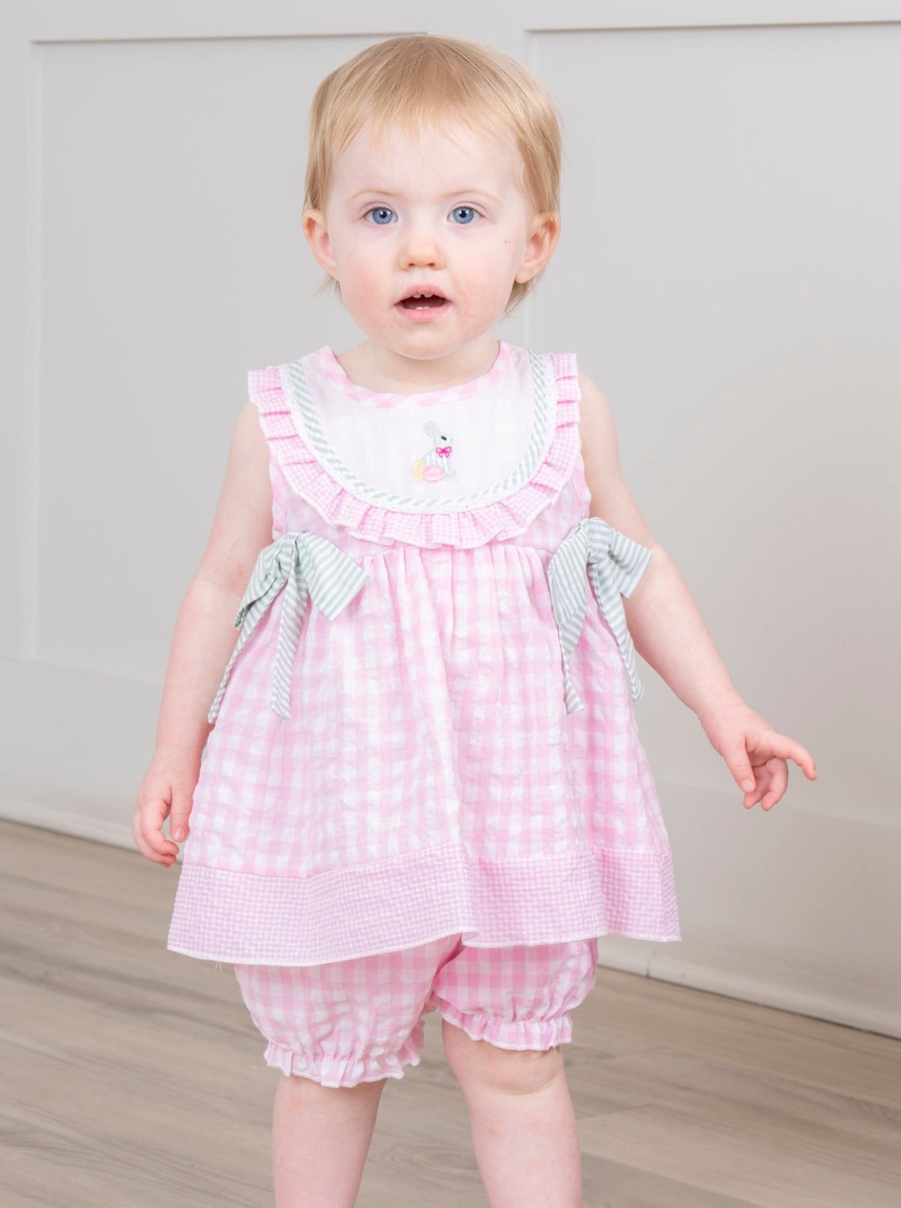 Pink Gingham Bunny Tank Outfit - Marie Nicole Clothing