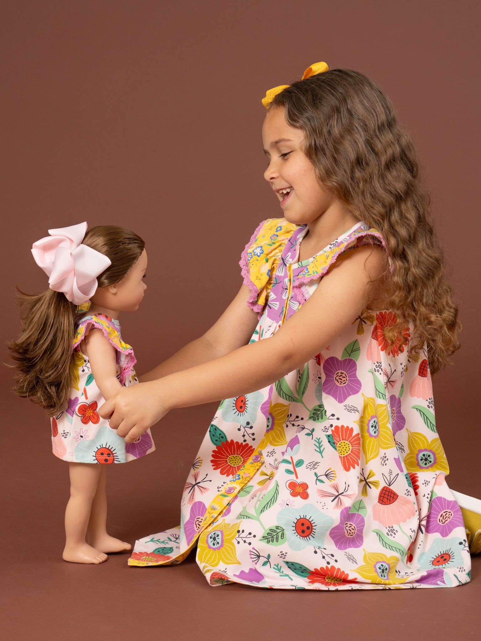 Butterfly Blooms Ruffle Tank Dress for 18" Doll - Marie Nicole Clothing