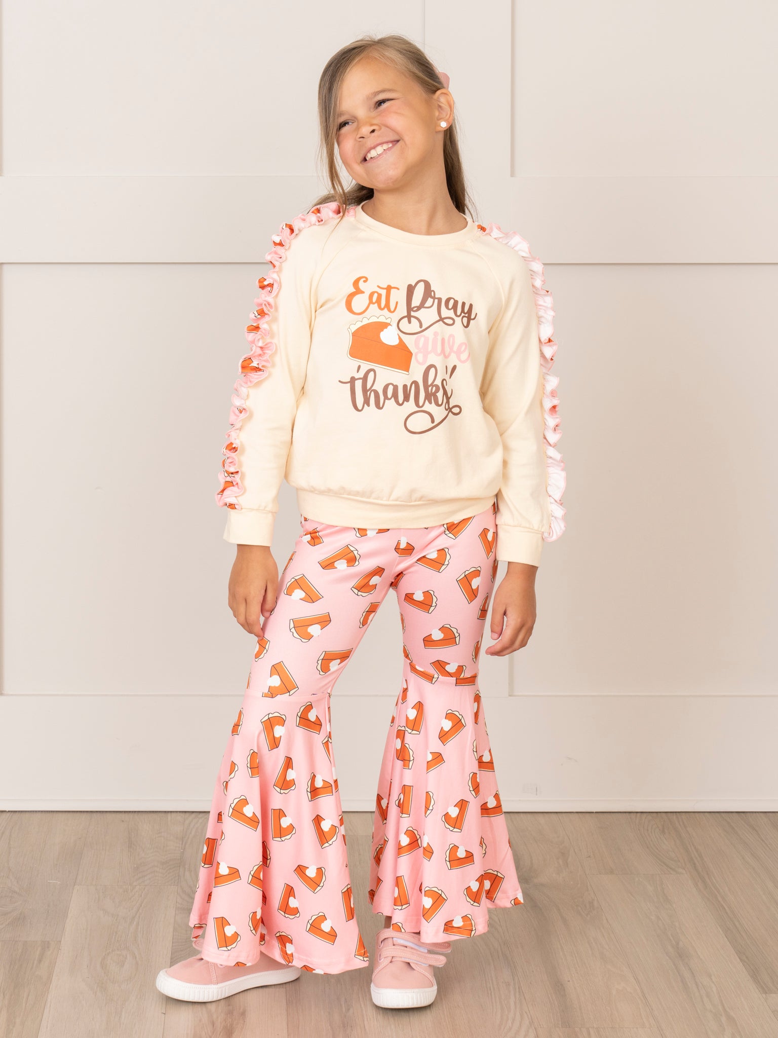 Pink & Cream Thanksgiving Bell Bottoms Outfit - Marie Nicole Clothing