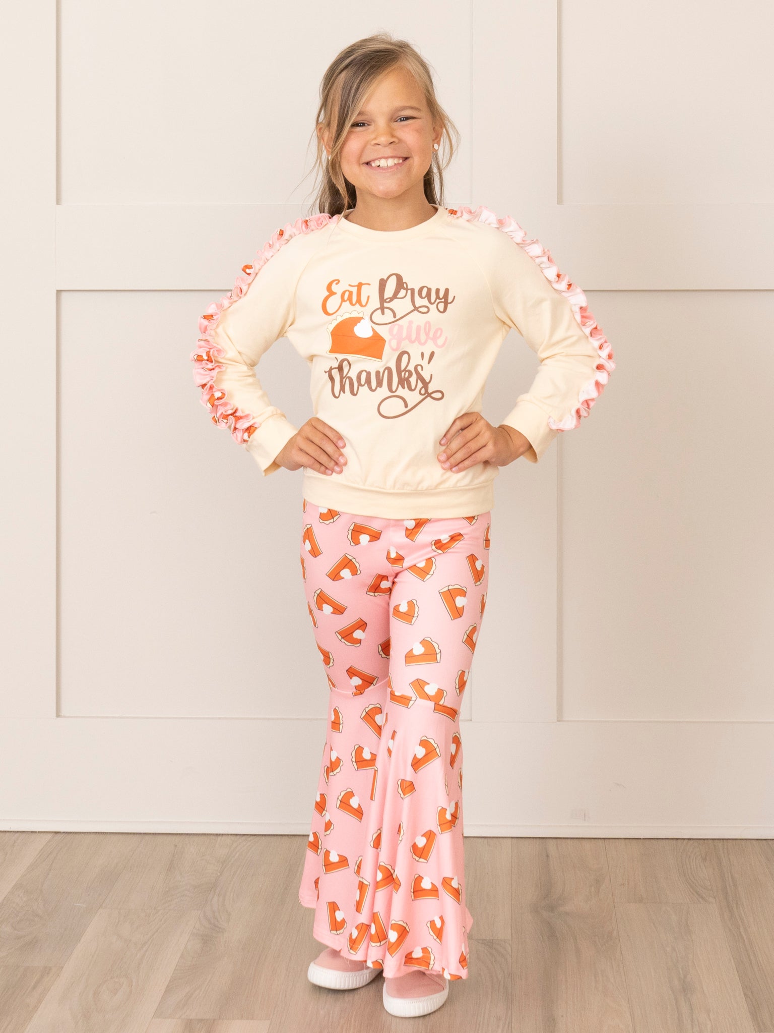 Pink & Cream Thanksgiving Bell Bottoms Outfit - Marie Nicole Clothing