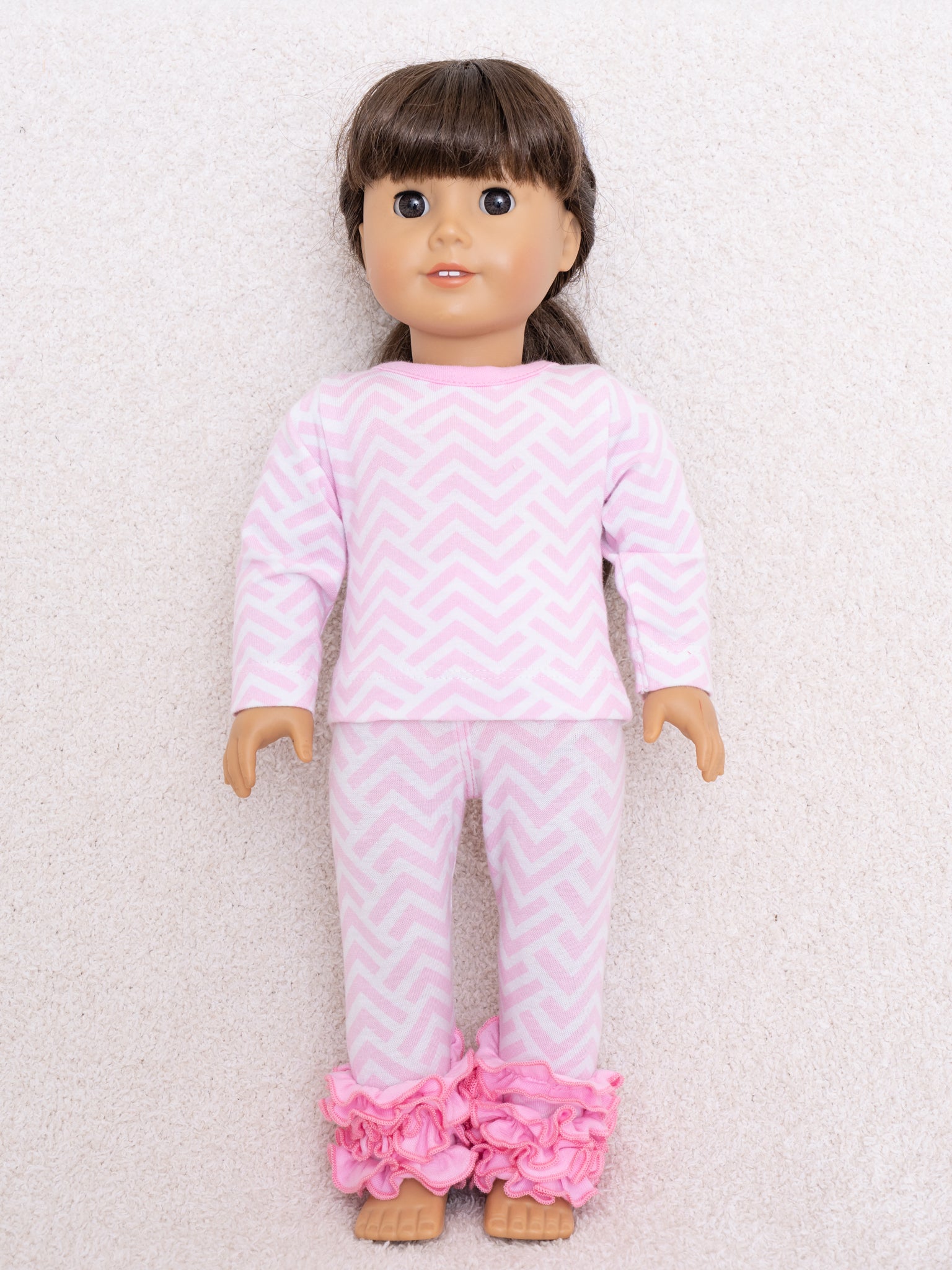 Pink Broken Chevron Stripe Baby Doll Pajamas - Marie Nicole Clothing