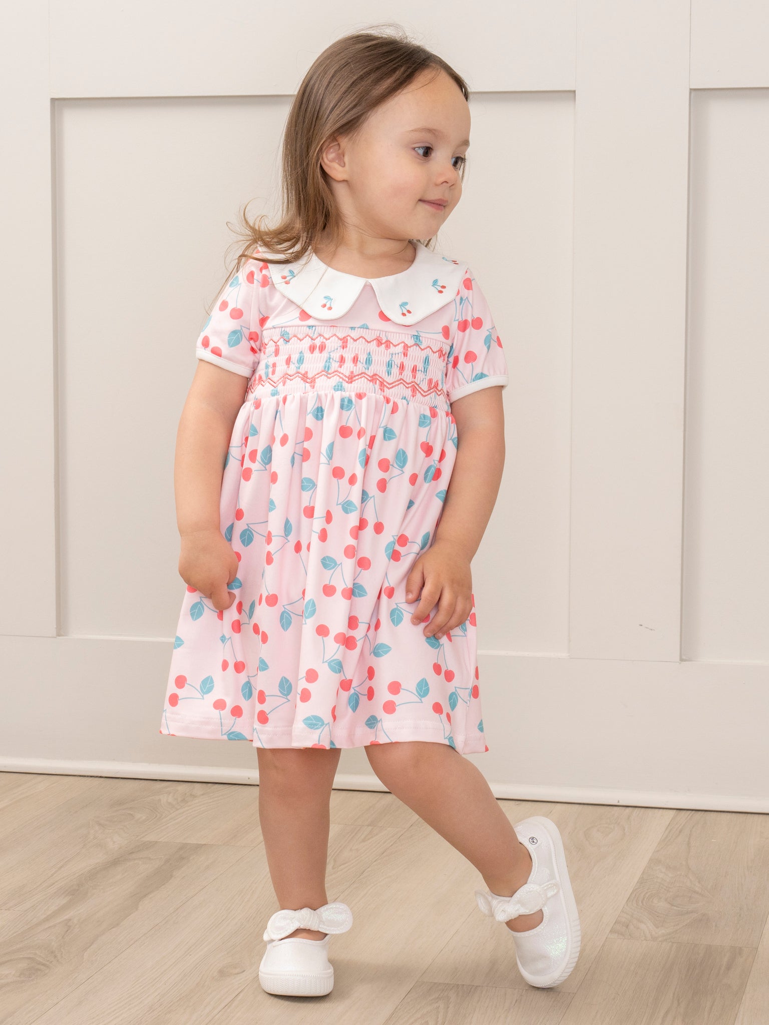 Sweet Cherries Smocked Ruffle Dress - Marie Nicole Clothing