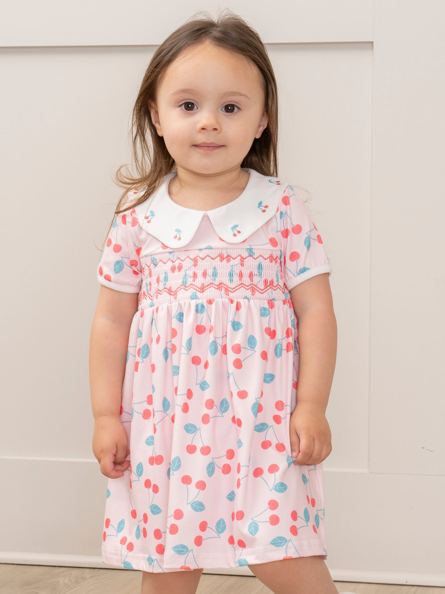 Sweet Cherries Smocked Ruffle Dress - Marie Nicole Clothing