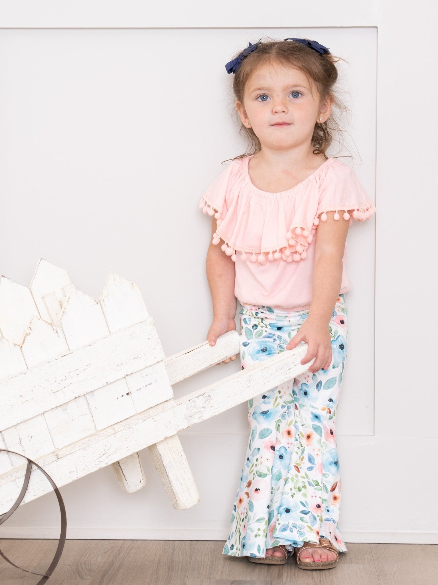 Peach & Blue Anemone Ruffle Outfit - Marie Nicole Clothing