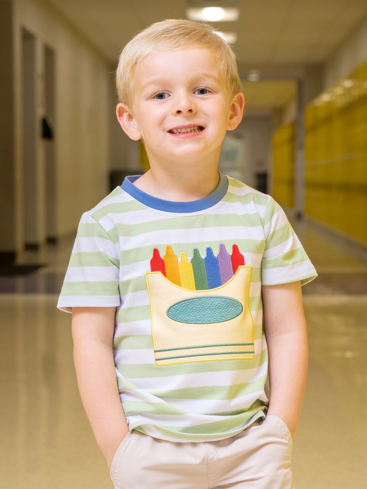 Striped Embroidered Crayon Box Shirt - Marie Nicole Clothing