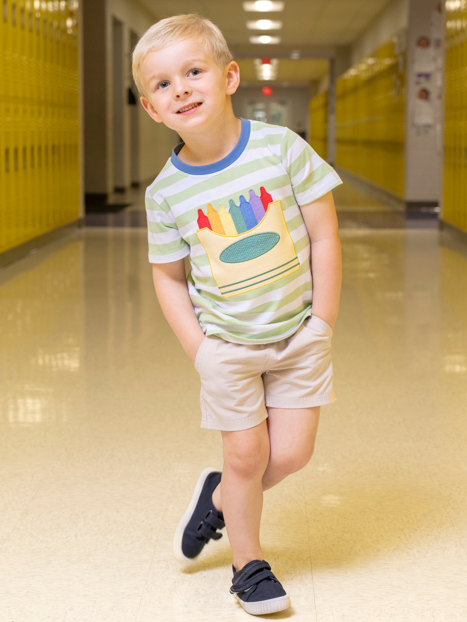 Striped Embroidered Crayon Box Shirt - Marie Nicole Clothing